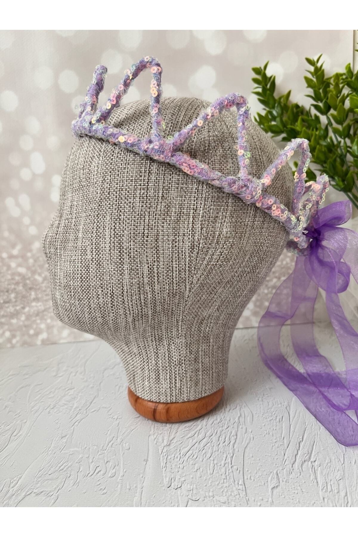 SAKLIDESİGN Çocuk Lila Renk Kraliçe Model Parti Taç