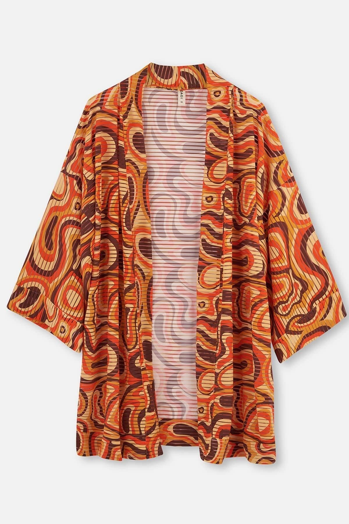 Dagi-Tile - Orangefarbener kurzer Kimono 6