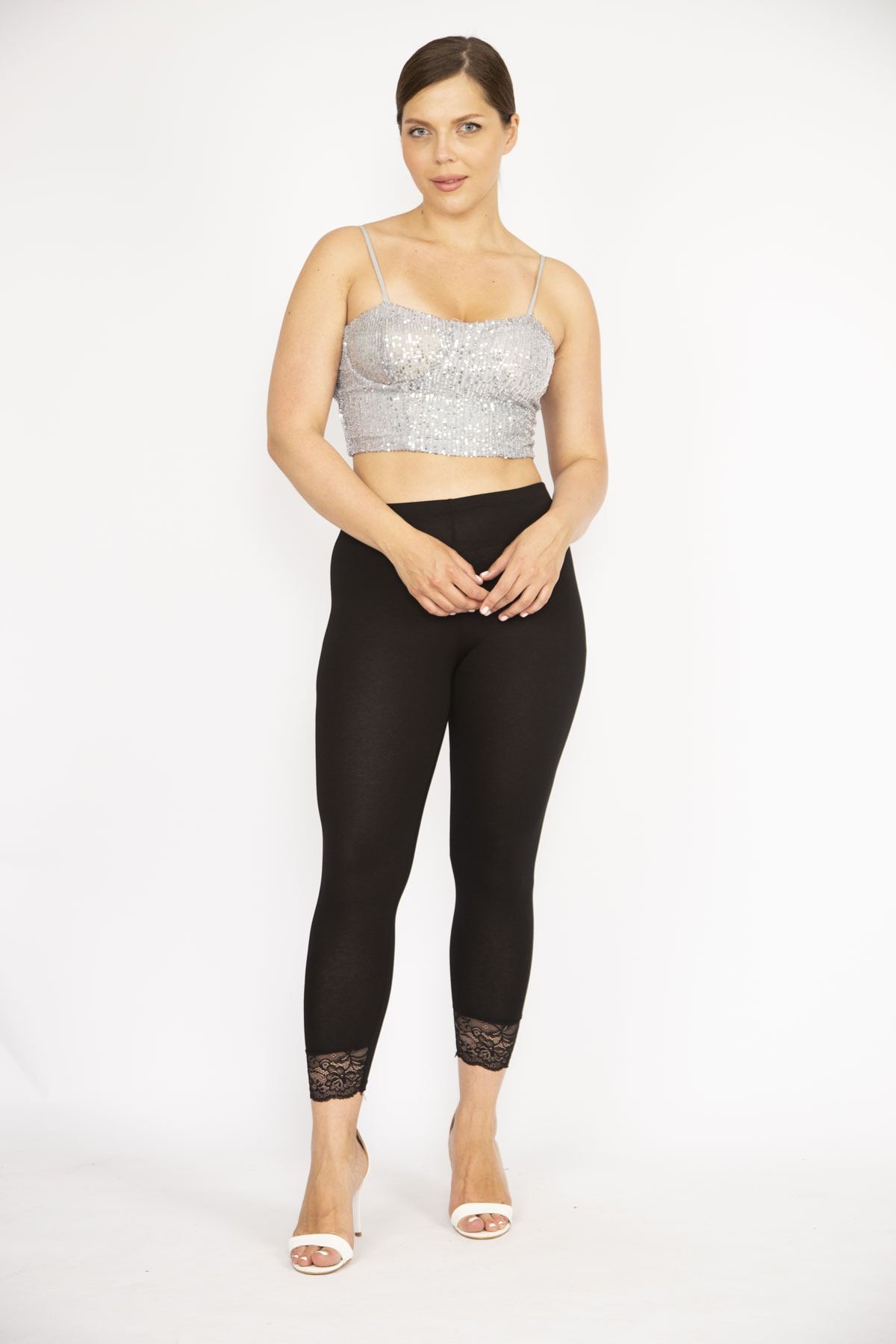 Black lace new arrivals leggings plus size