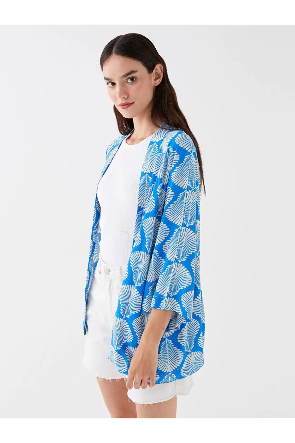 LCW Casual Şal Yaka Desenli Oversize Kadın Kimono