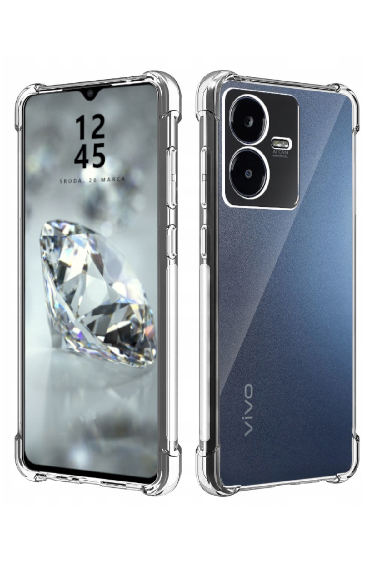 Vivo Y22S Kapak Kamera Korumalı Airbag Antishock Köşe Korumalı Şeffaf Silikon Kılıf