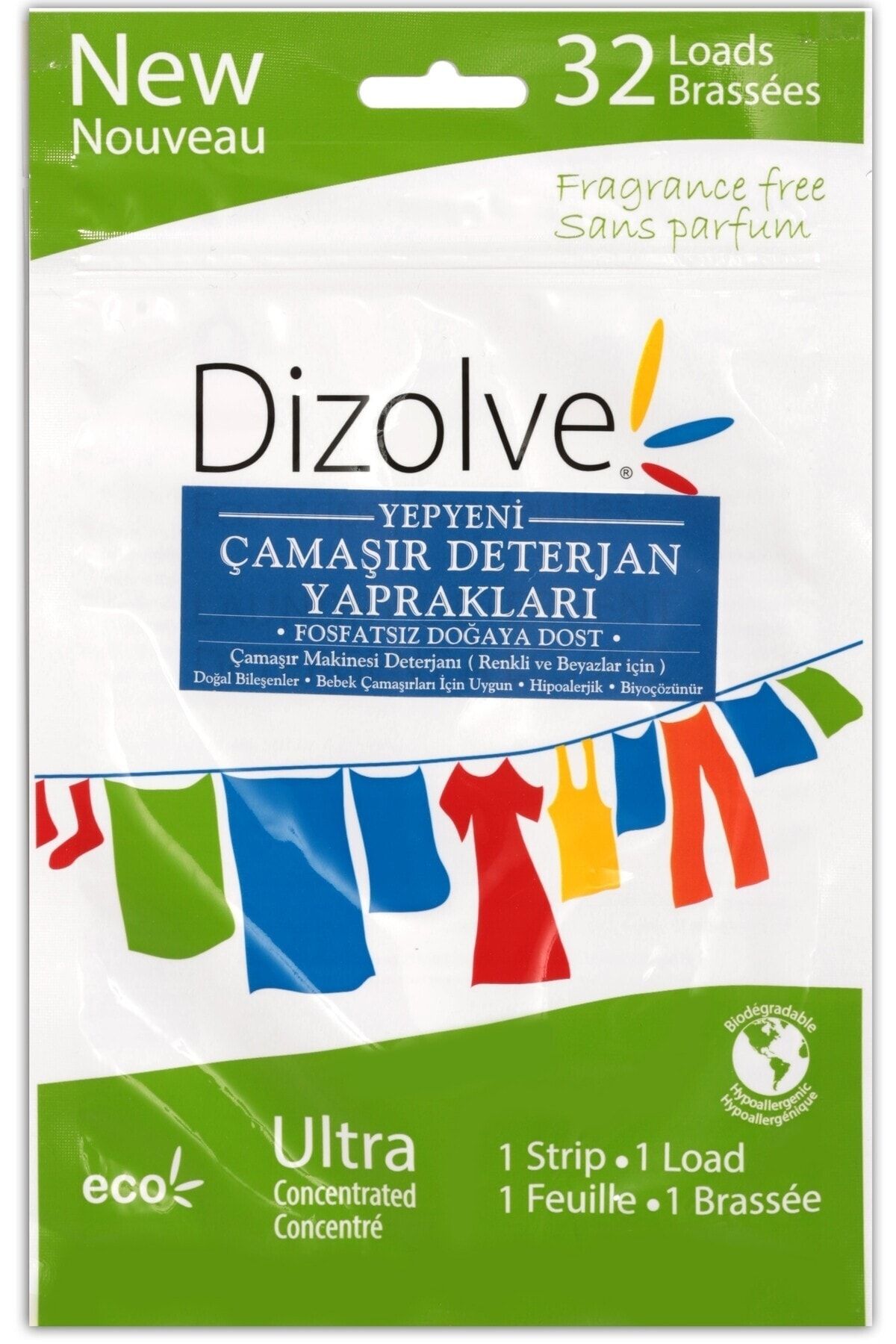 DIZOLVE ama r Deterjan Fragrance Free 32 Yaprak Fiyat