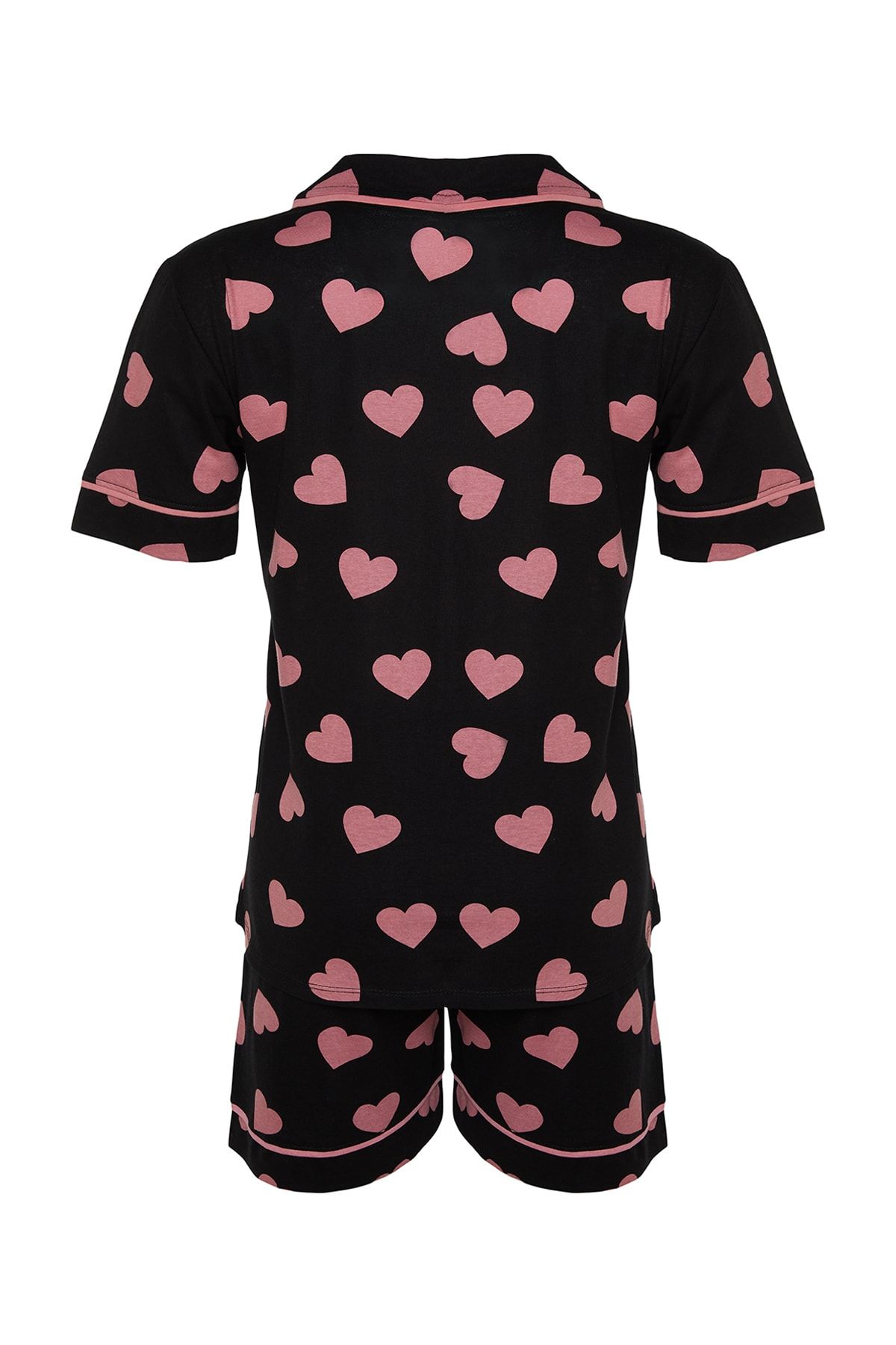 Trendyol Curve-Multicolored Heart Patterned Knitted Piping Pajamas Set TBBSS22PT0224 8