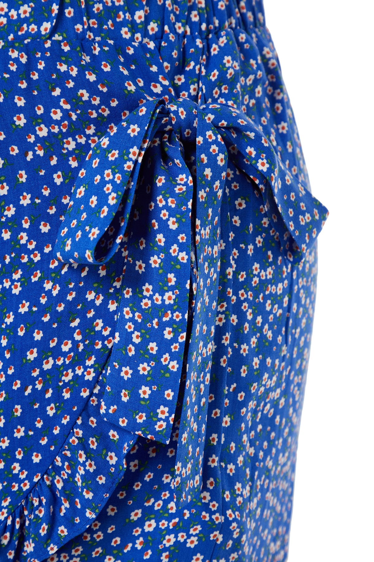 Trendyolmilla  Mavi Çiçek Desenli Dokuma Bağlamalı Şort Etek TBBSS22SR0164 - Görsel 7