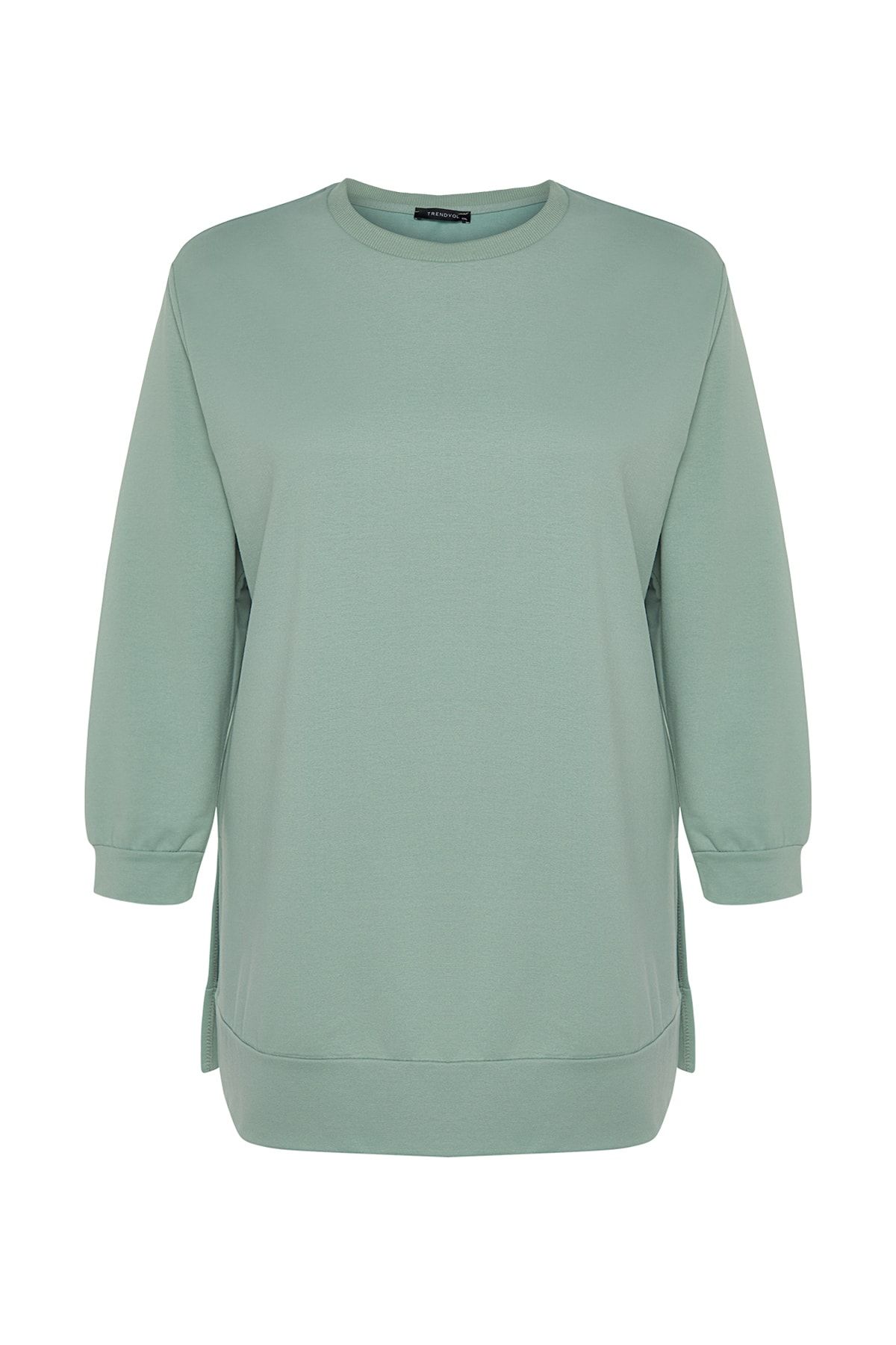 Trendyol Curve-Mintfarbenes, dünnes Strick-Sweatshirt mit Schlitz und Details TBSSS22SW0173 6