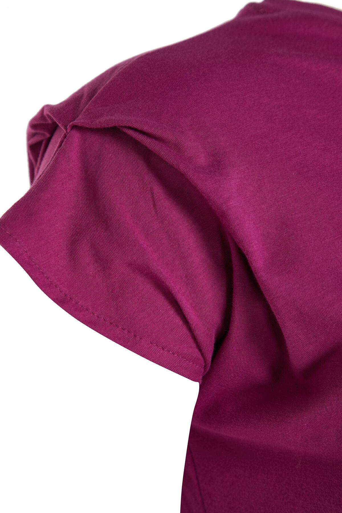 Trendyol Curve-Tricou violet cu gât crew - 100% bumbac cu detaliu mâneci TBBSS22BF0023 7