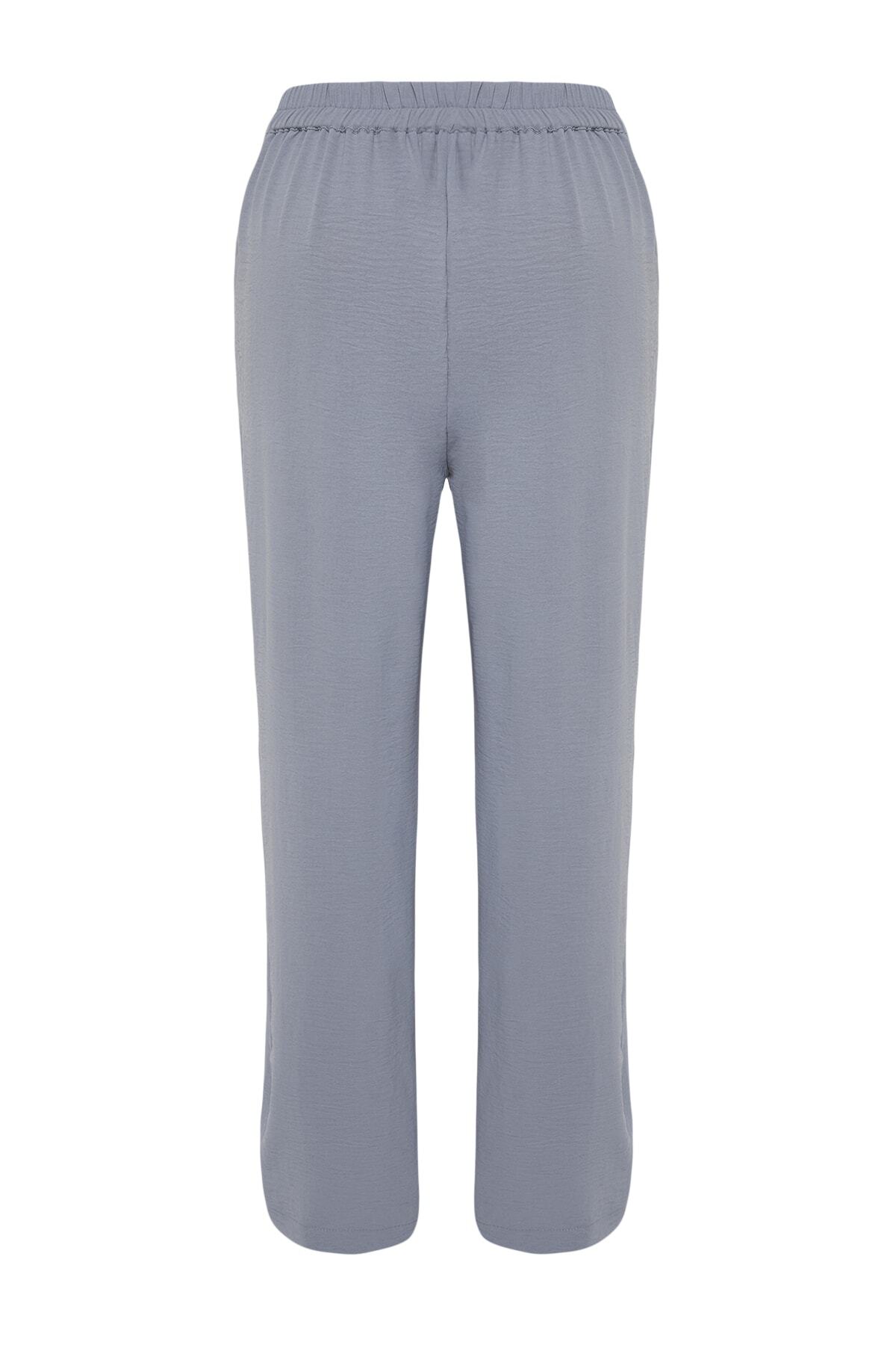 Trendyol Curve-Grau melierte Bundfaltenhose mit hoher Taille - TBBSS22PL0448 8