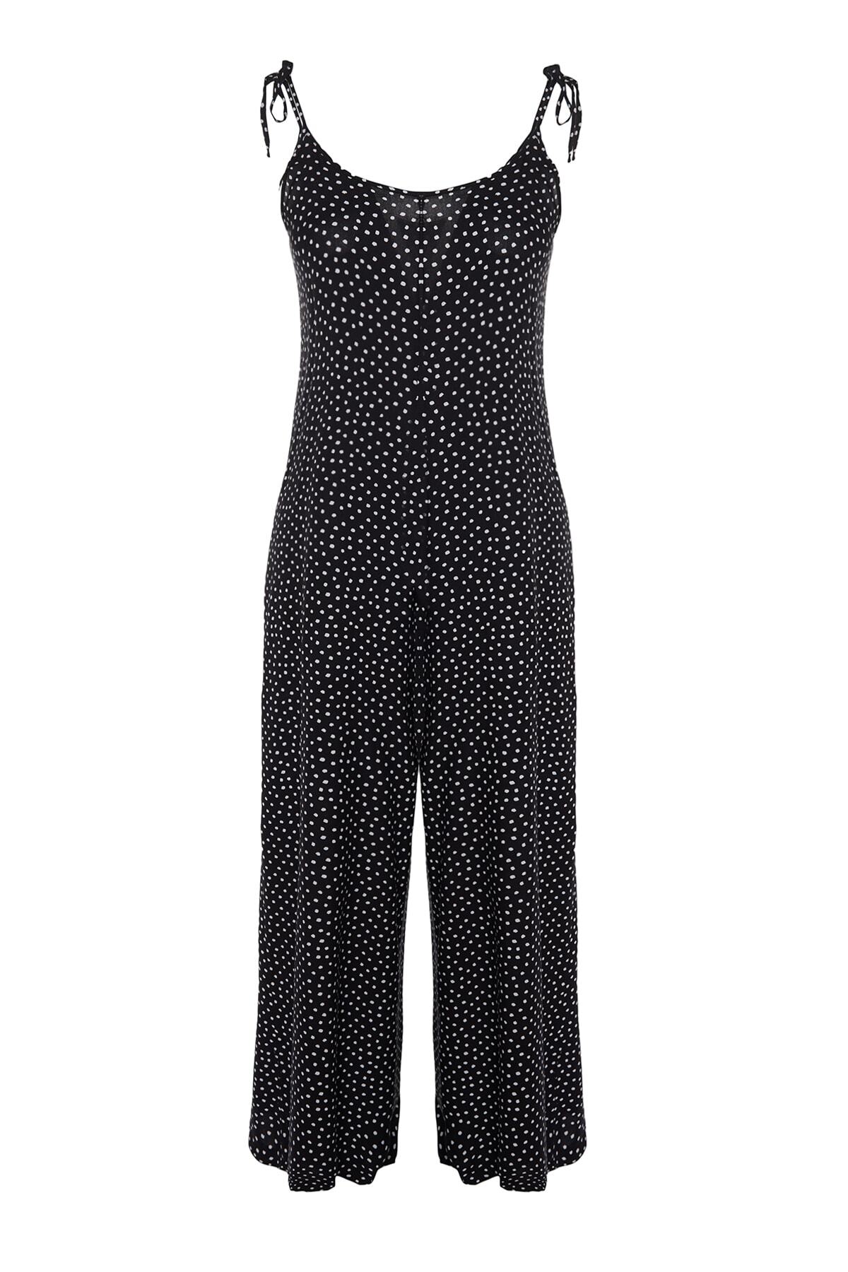 Trendyol Curve-Black Floral Patterned Woven Jumpsuit TBBSS23BG00002 8