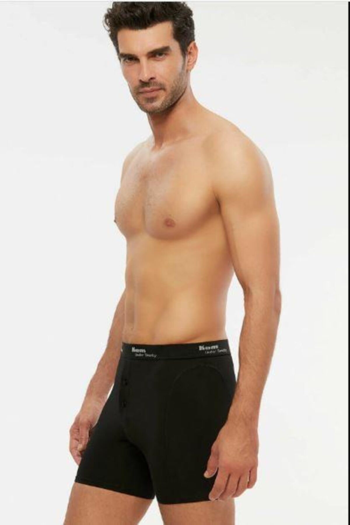 Kom-Double Buttoned Long Men's Boxer Black 2