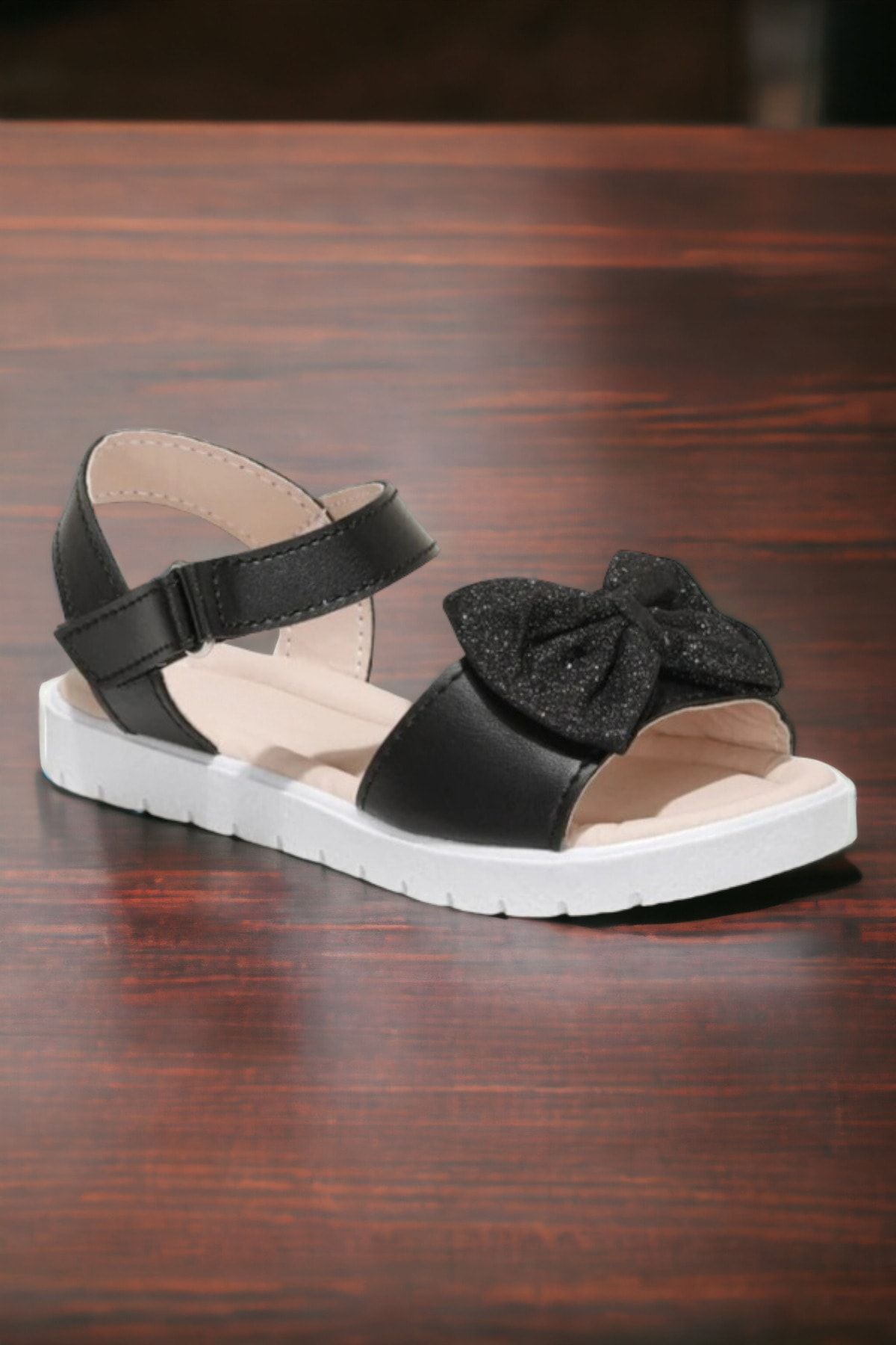 Black hotsell ribbon sandals