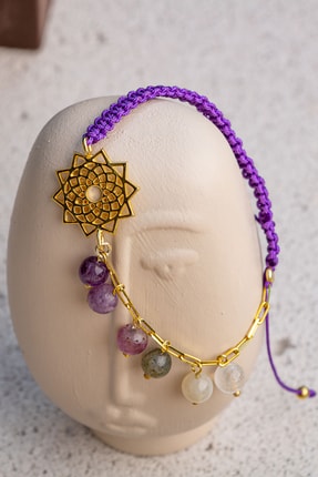 ÇAKRA DOĞAL TAŞ TAÇ ÇAKRA BİLEKLİĞİ 925 AYAR GÜMÜŞ ÖRGÜ DOĞAL TAŞLI CHARM SAL...