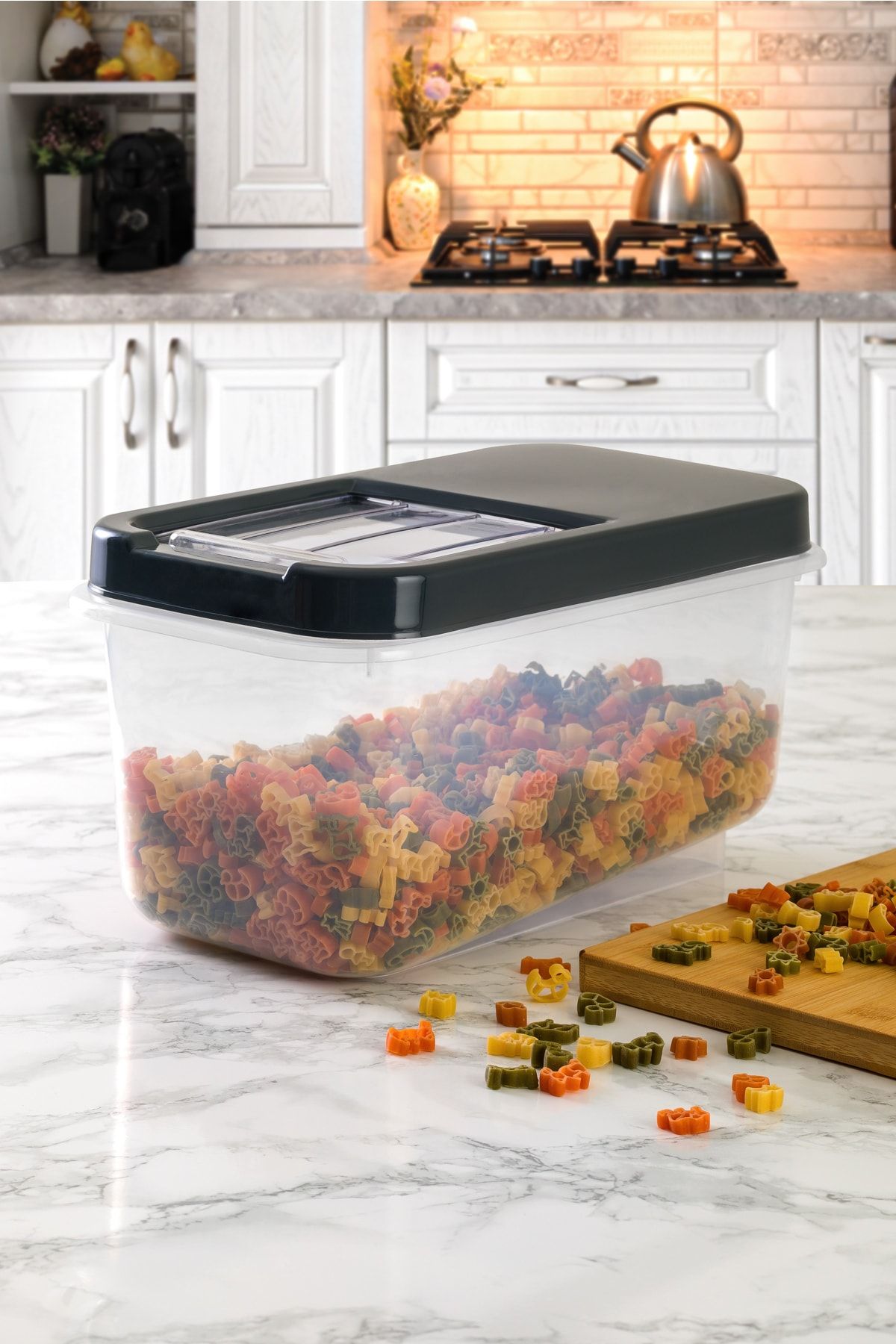 Ecolux-Multibox 7.5 Lt Multi-Purpose Food Container with Easy Sliding Lid, Pulses Vs. Storage Container 3 Pieces - ANTHRACITE 2