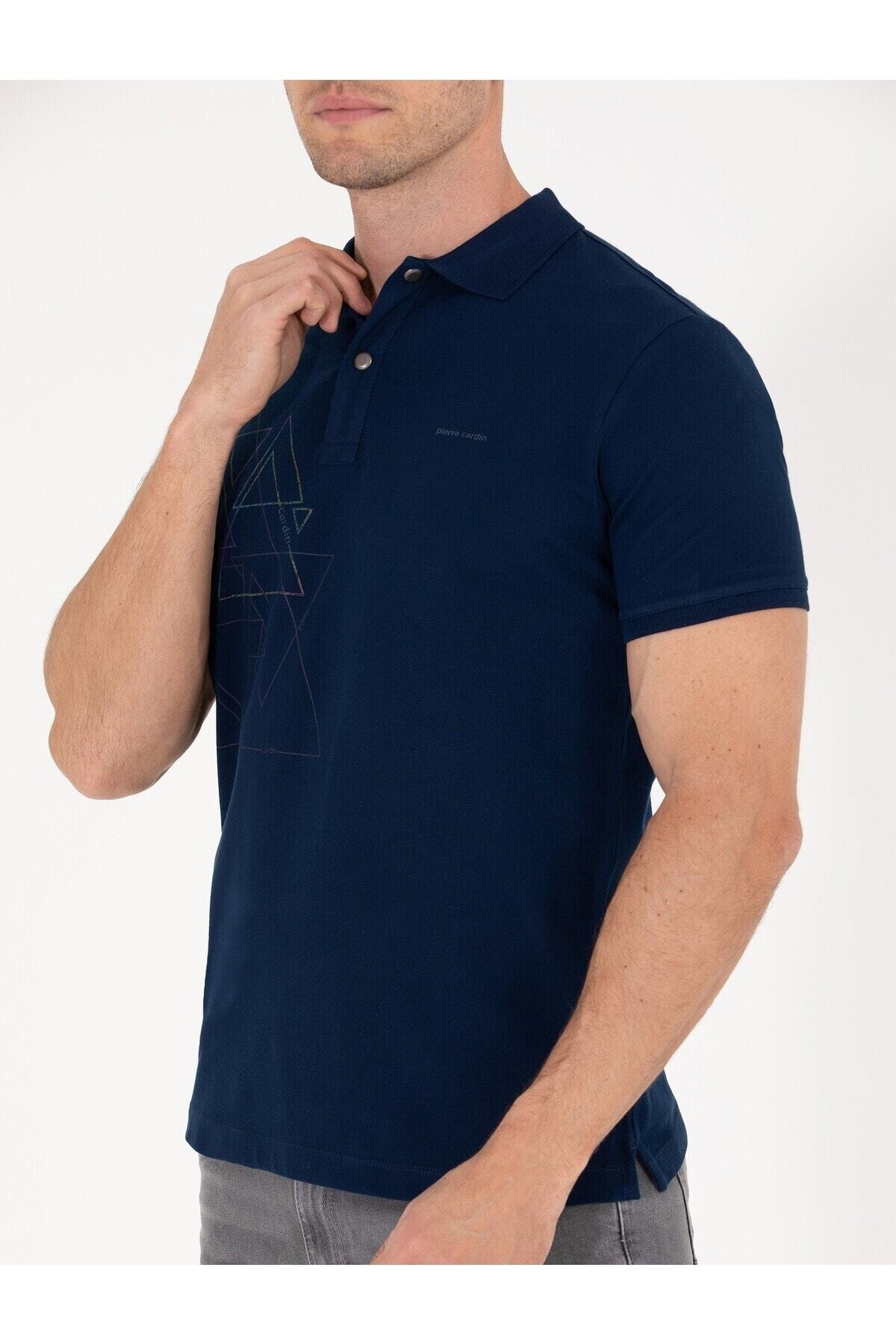 پولوشرت پیر کاردین مردانه 100% پنبه آبی سرمه ای لایسنس دار- تحت لیسانس هندسی Slim Fit/اسلیم فیت    Slim/اسلیم فیت کژوال/روزمره | Pierre Cardin G021SZ011.000.1588960 TR - تصویر 6