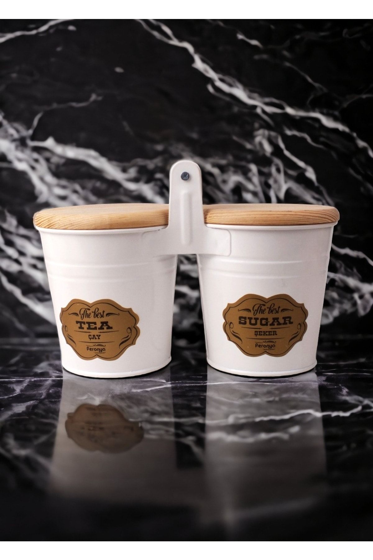 Feronyahome & Garden-2-Piece Galvanized Tea Sugar Storage Container with Wooden Lid Experience Flavor and Aesthetics in One! 6