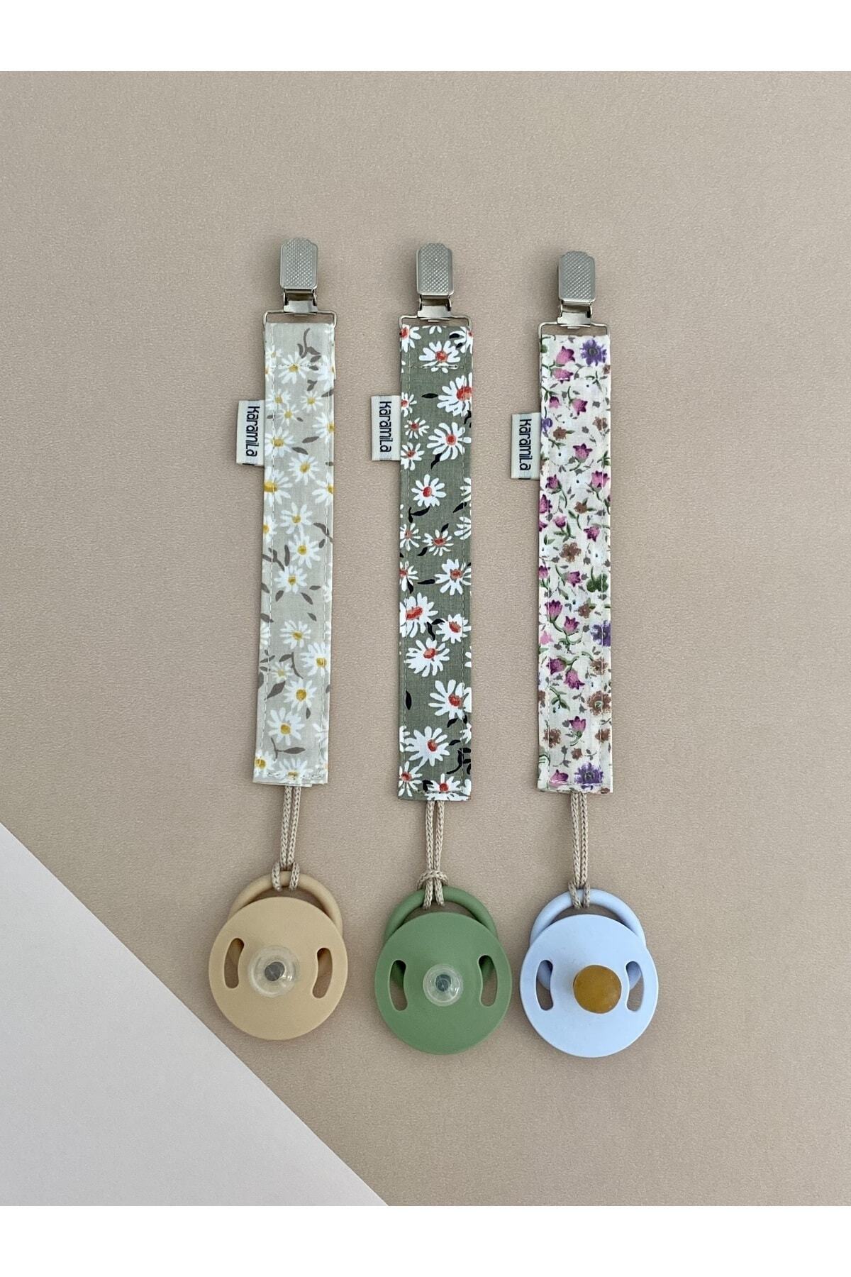 KARAMİLA 3'lü Set Bebek Emzik Askısı - Emzik Zinciri - Emzik Tutacağı fotoğrafı 2 (önizleme)