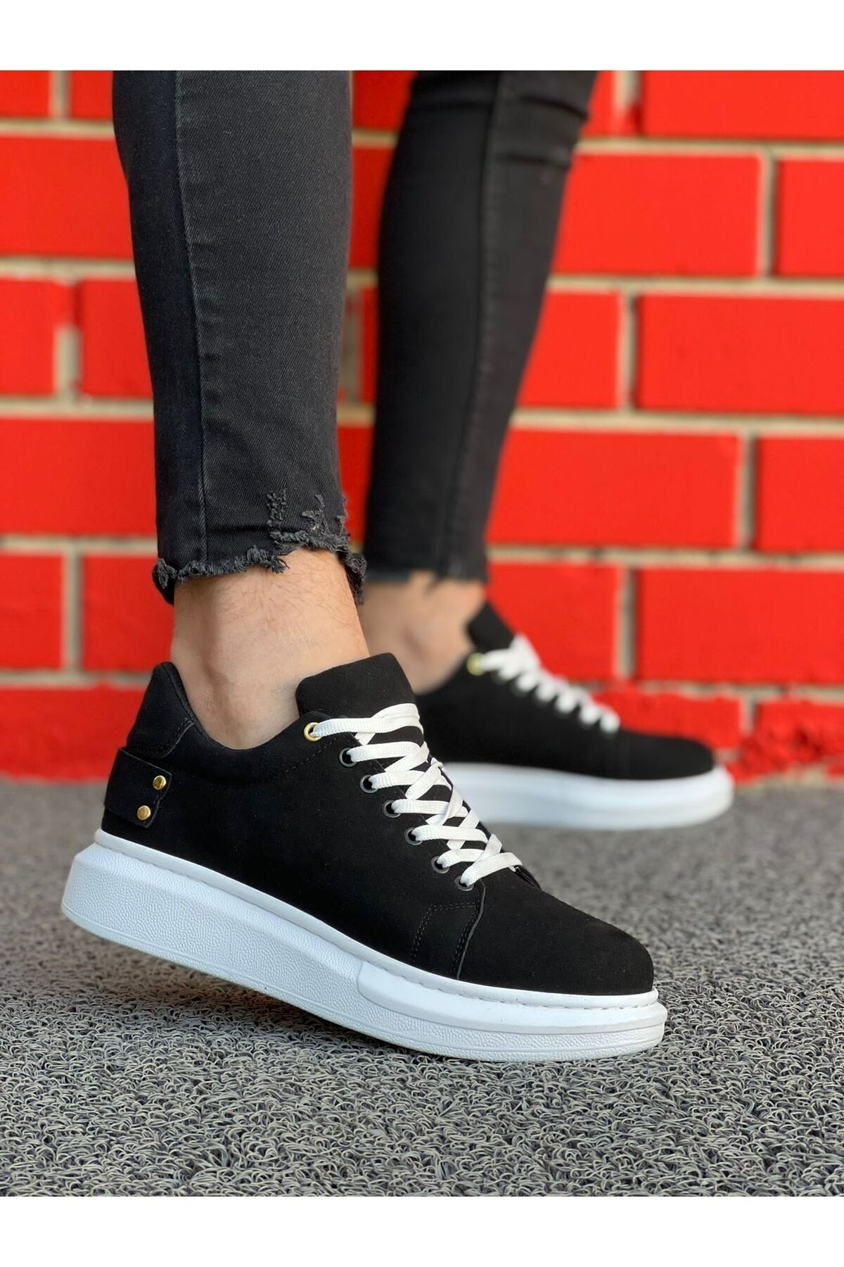 Paolo Zaccardi P047 Pantofi Pentru Bărbați, Cu Șireturi, Cu Talpă Ortopedică Înaltă/groasă, Din Piele De Căprioară, Pantofi Sport Bt Negru Masculin -