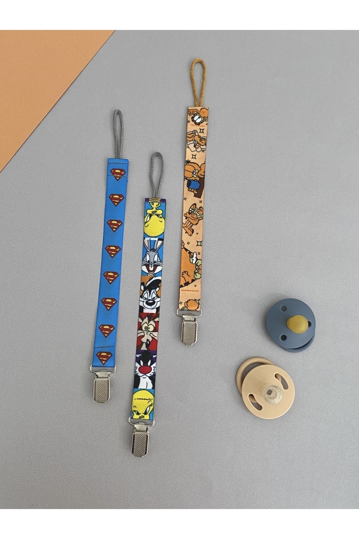 KARAMİLA 3'lü Set Bebek Emzik Askısı - Emzik Zinciri - Yenidoğan Emzik Askısı