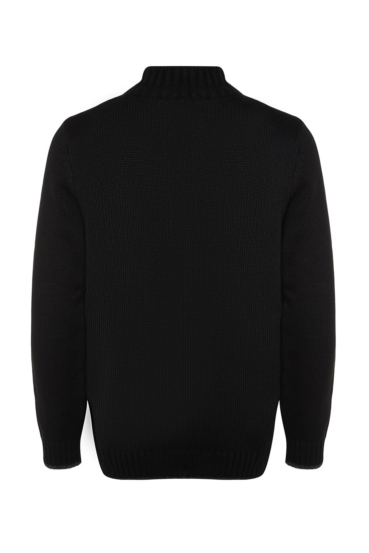 Trendyolmilla  Siyah Slim Fit Yünlü Örgü Detaylı Fermuarlı Cepli Triko Hırka TMNAW21HI0349 - Görsel 8