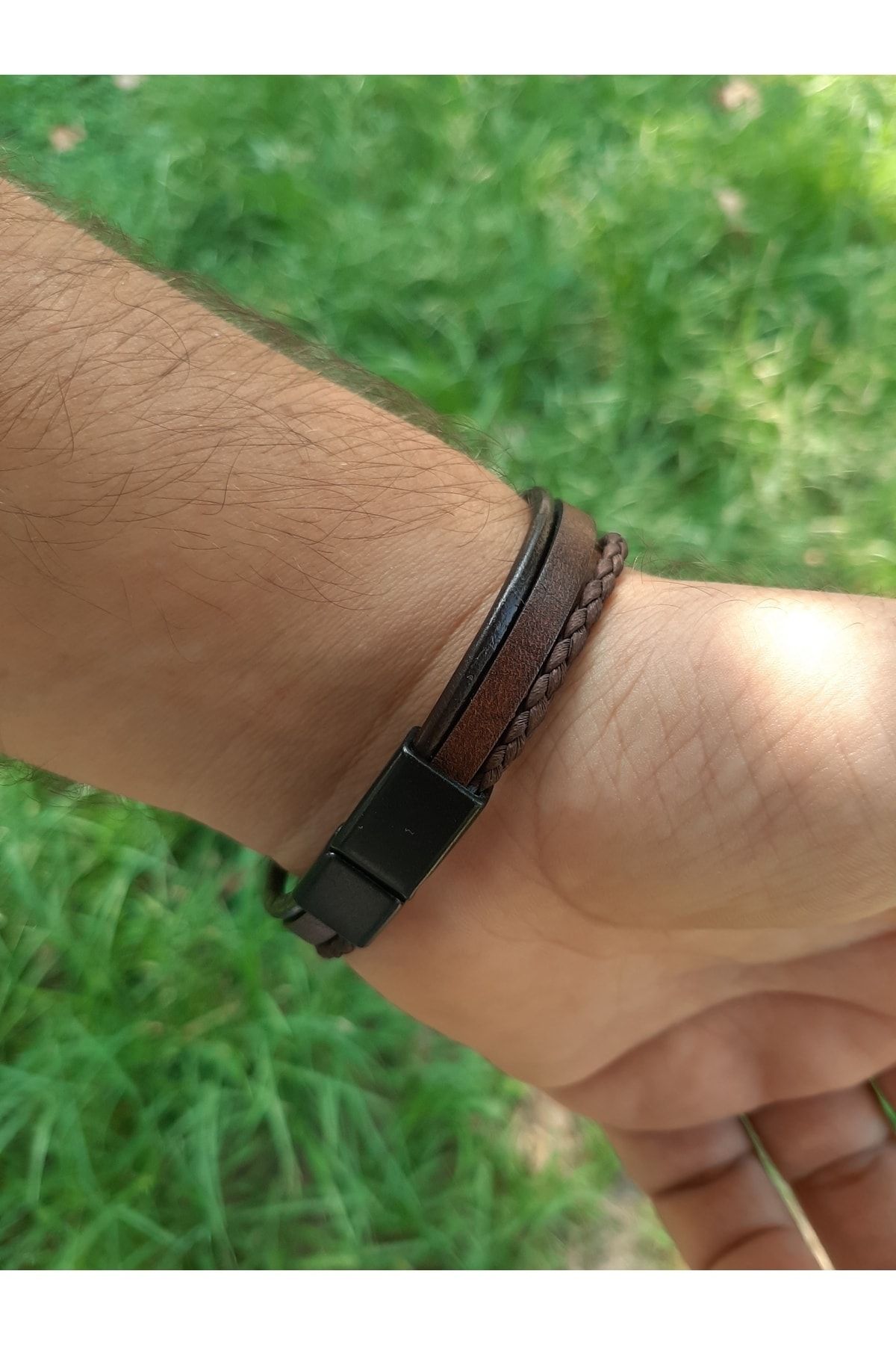 Deri Mıknatıslı Kapama Bileklik Kahverengi