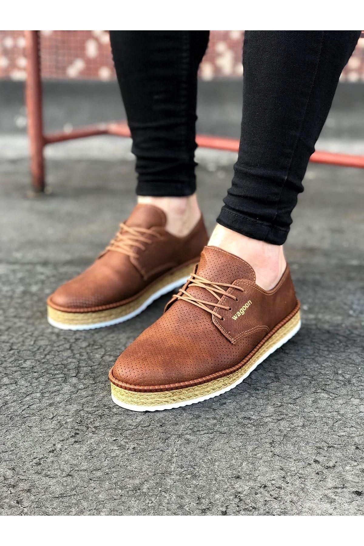 Joy Man J013 Pantofi Clasici Casual Bărbați Cu Talpă Ortopedică Cu Șireturi Ht Tan Masculin - 43
