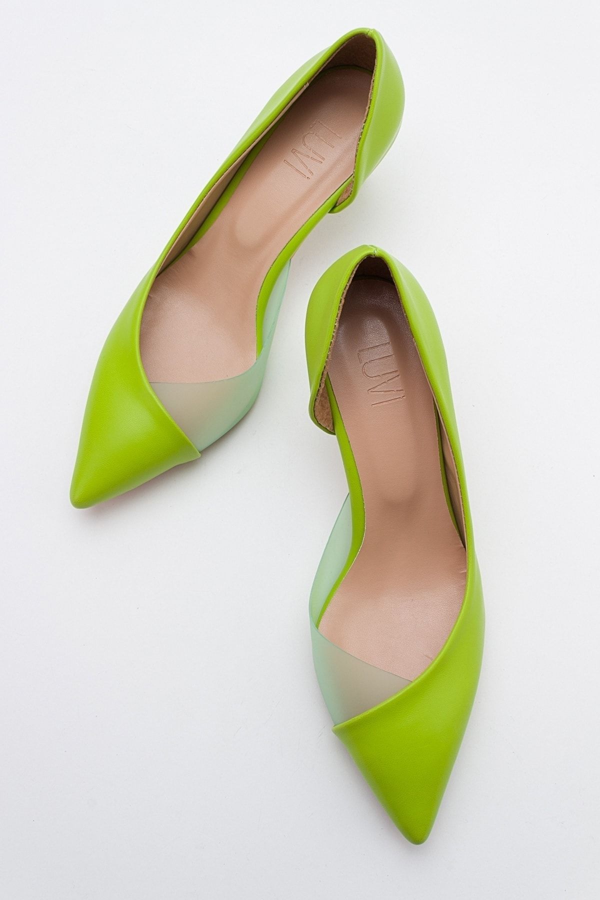 کفش پاشنه کلاسیک سبز زنانه 353 بلند پوست luvishoes
