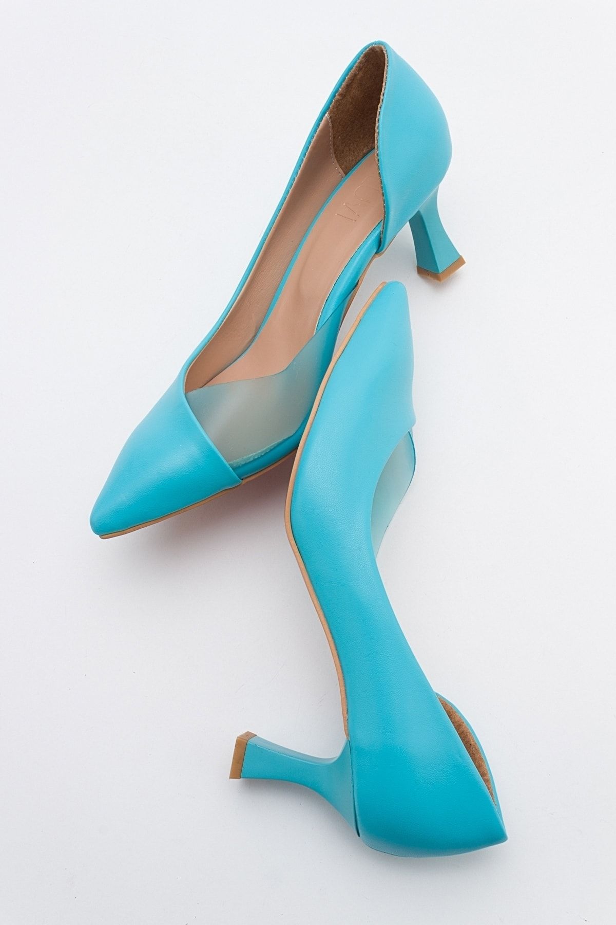 کفش پاشنه کلاسیک آبی زنانه 353 پوست luvishoes
