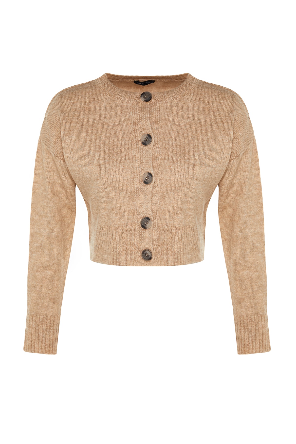 Trendyolmilla  Bej Crop Yumuşak Dokulu Düğmeli Triko Hırka TWOAW24HI00198 - Görsel 6