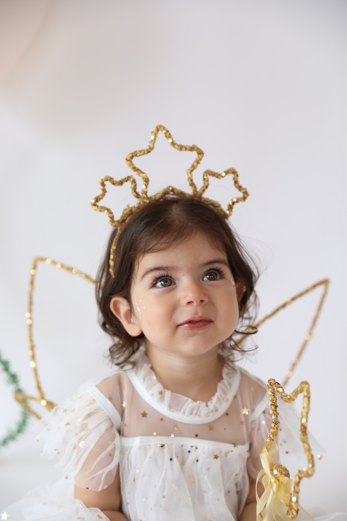 SAKLIDESİGN Çocuk Kurdele Kaplı Pullu Asa&peri Kanat&yıldız Taç Parti Set