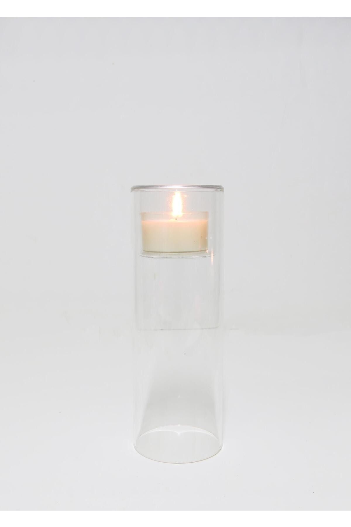 شمع و چراغ نارنجی نگهدارنده شیشه ای 20 سانتی متر مجموعه Tealight را از دست داد  Missi