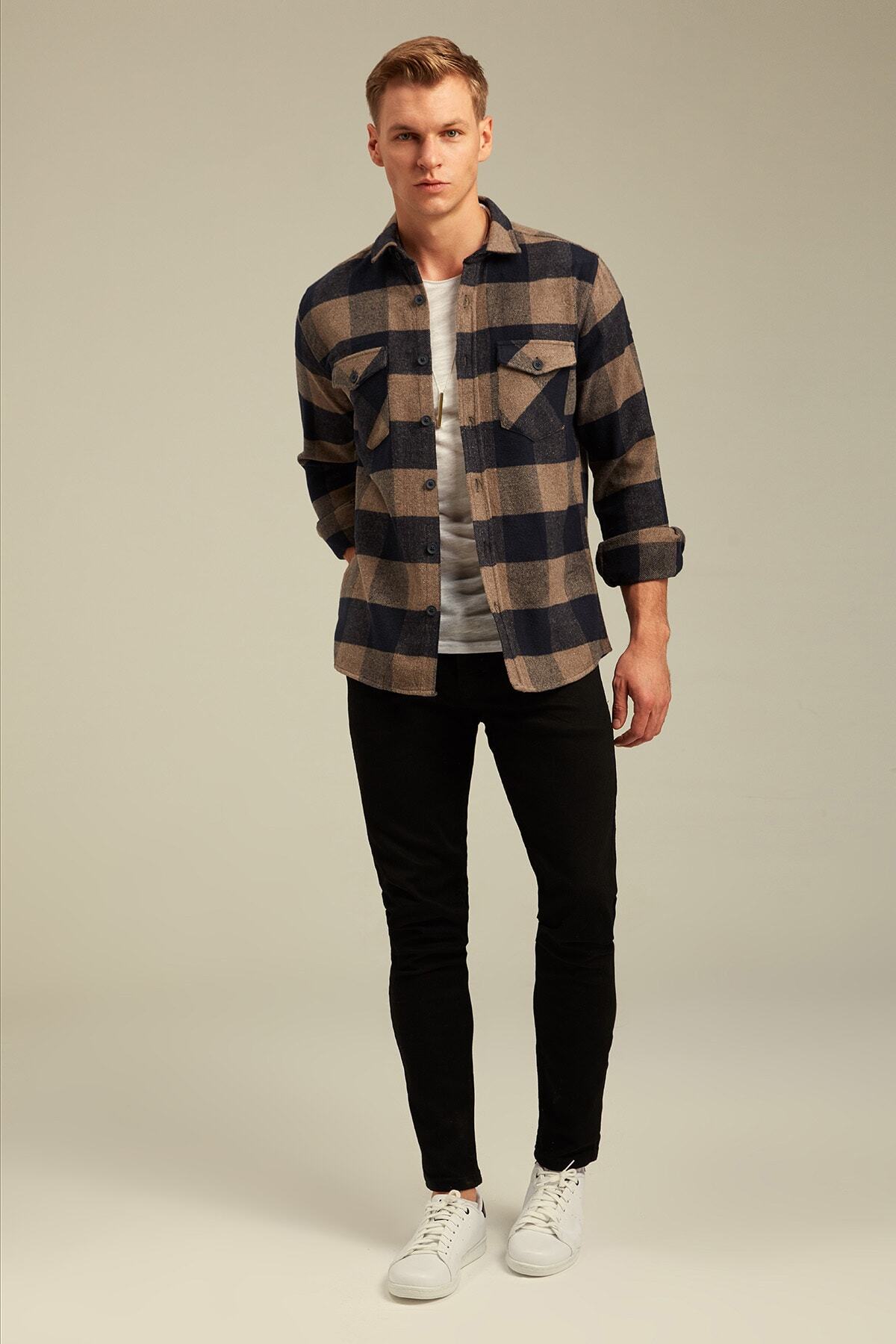 Tarz Cool-Кафява карирана риза Lumberjack-odg001r03 2