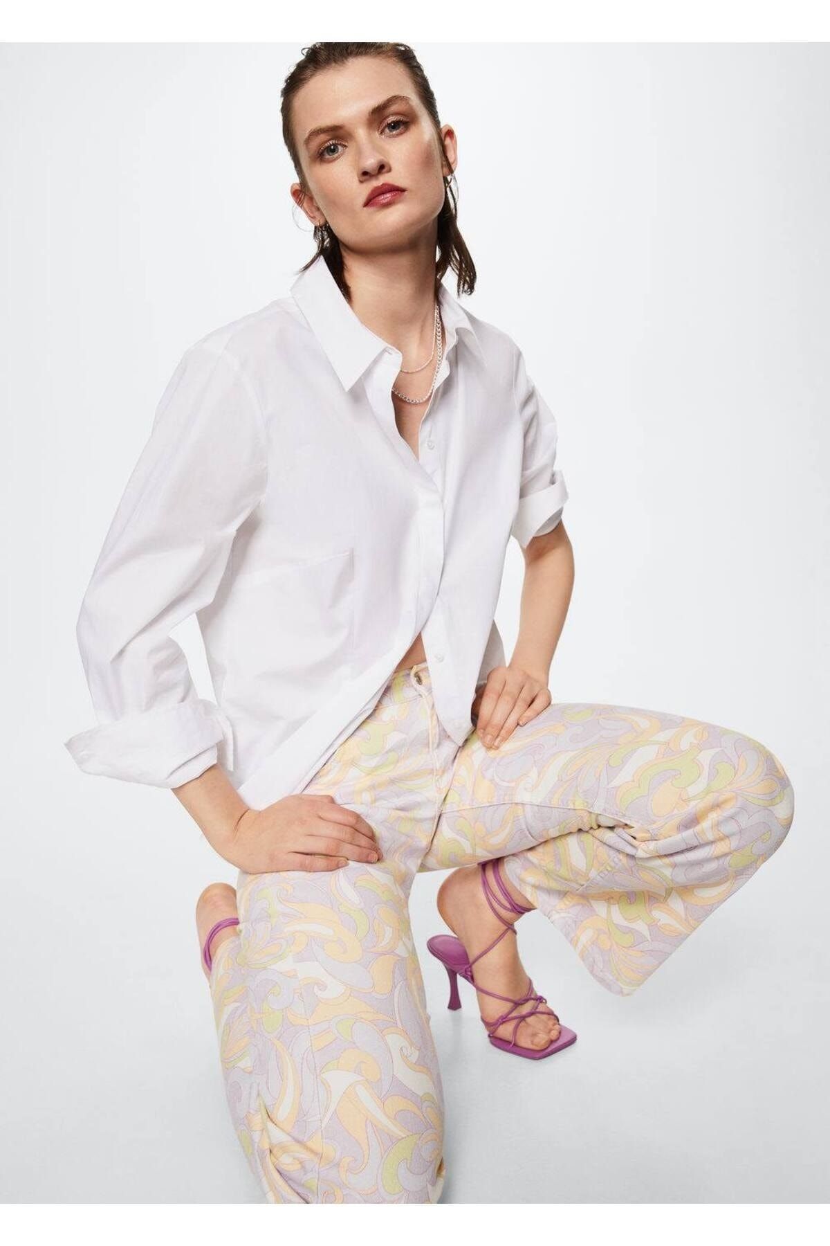MANGO Woman-Blugi cu picior largi cu model 5