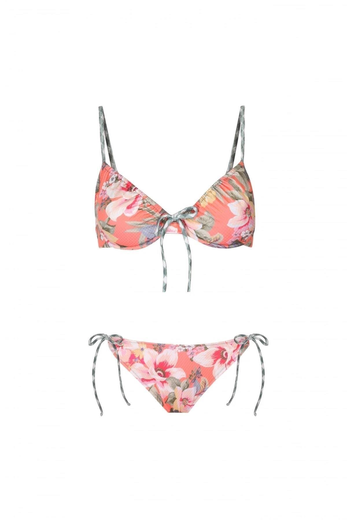 Çiçek Desenli Bikini Takımı