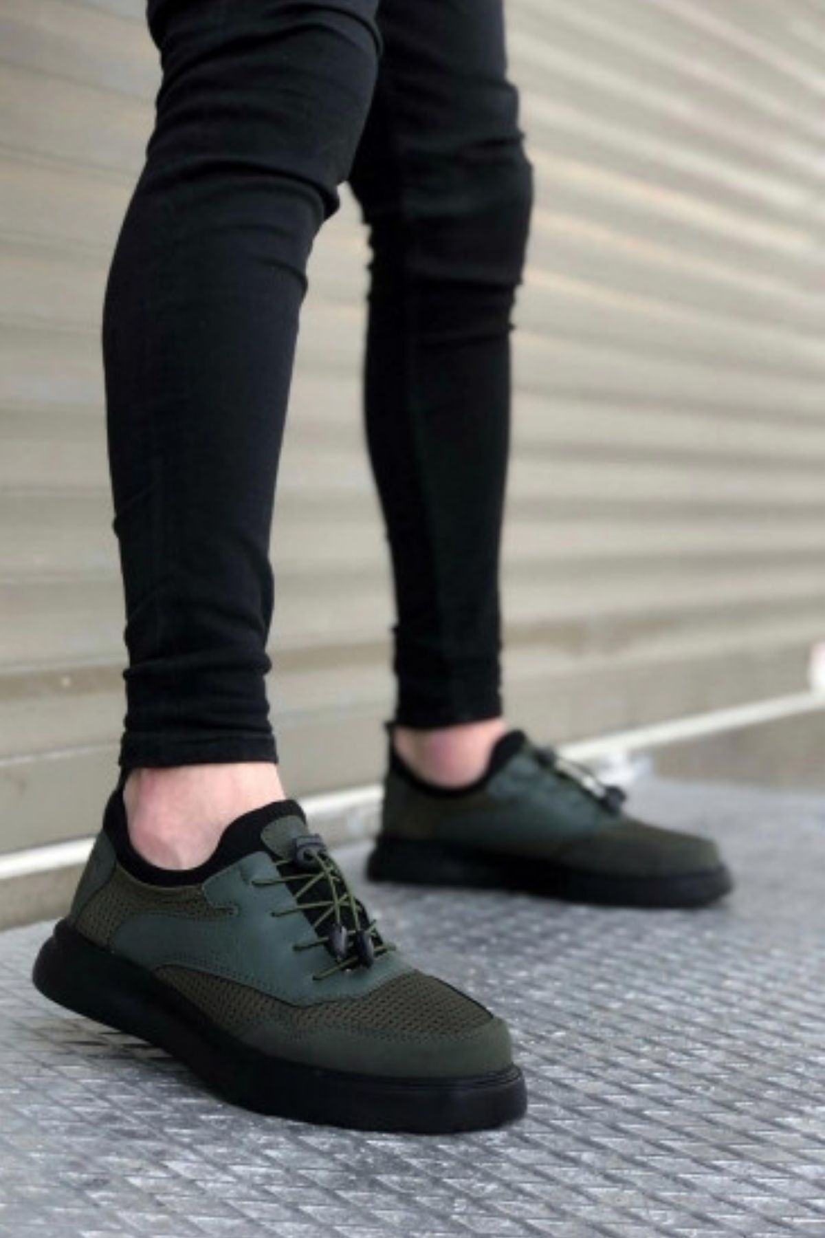 BOUIS-Men's Casual Khaki Black Suede Sneaker Lace-up High Sole Stylish Comfortable Orthopedic Sports Shoes 4