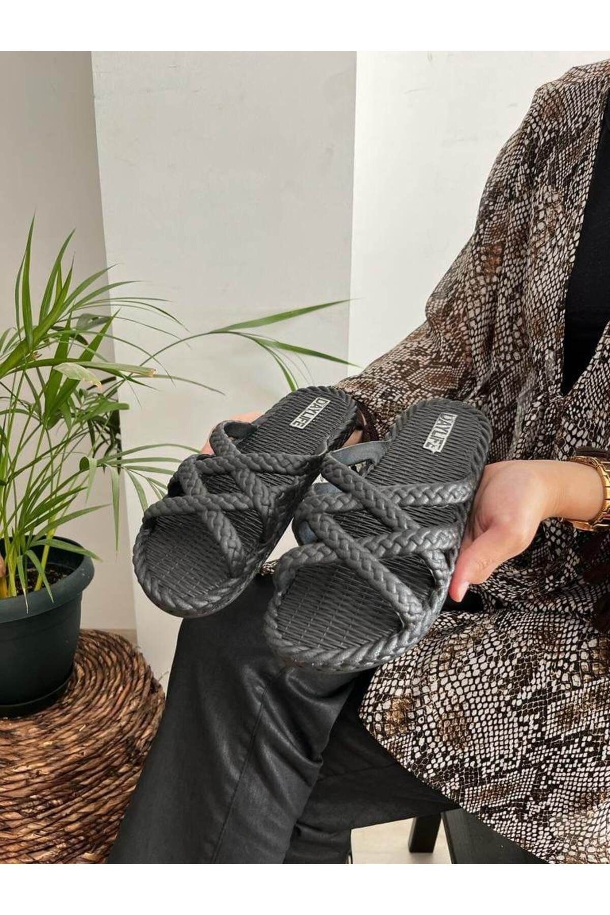 Behtah Kundura Papuci Cu Talpă Anti-alunecare Moale, Flexibile, Plajă, Mare, Piscină, Baie, Papuci De Zi Cu Zi Femeie - 36