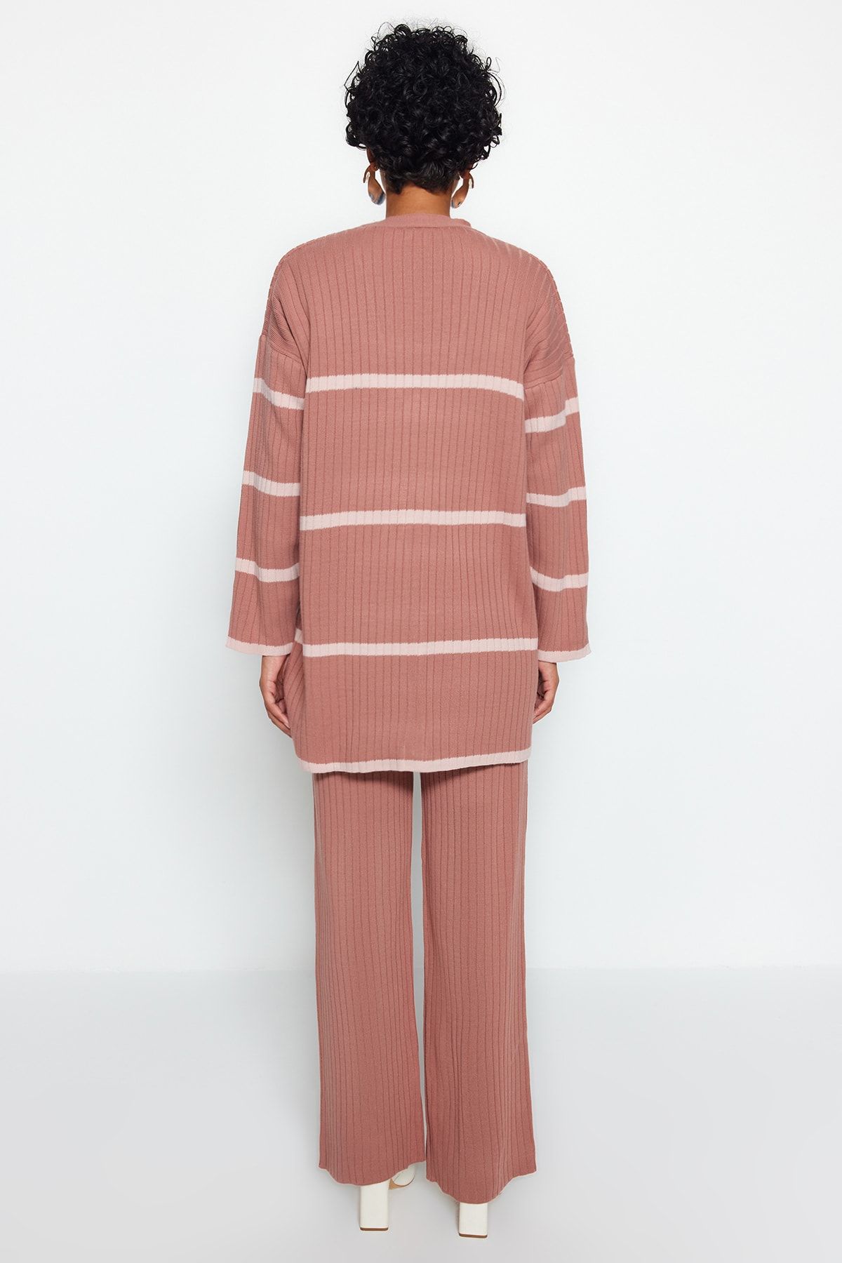 Trendyol Modest-Súprava pletených kardigánov a nohavíc Dried Rose Roving TCTAW24US00033 7
