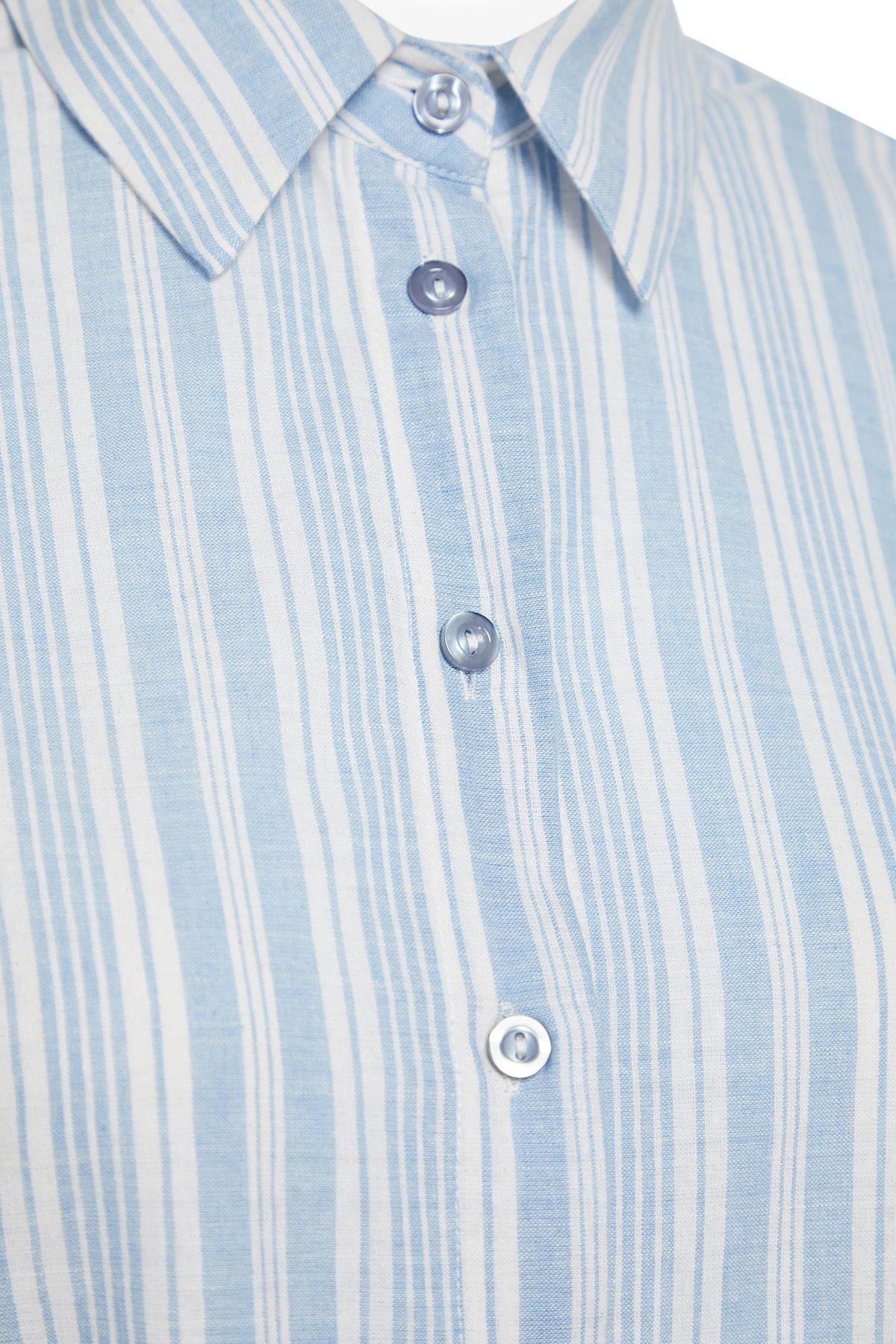 Trendyol Collection-Blue Striped Woven Beach Shirt Tbess23Go00041 7