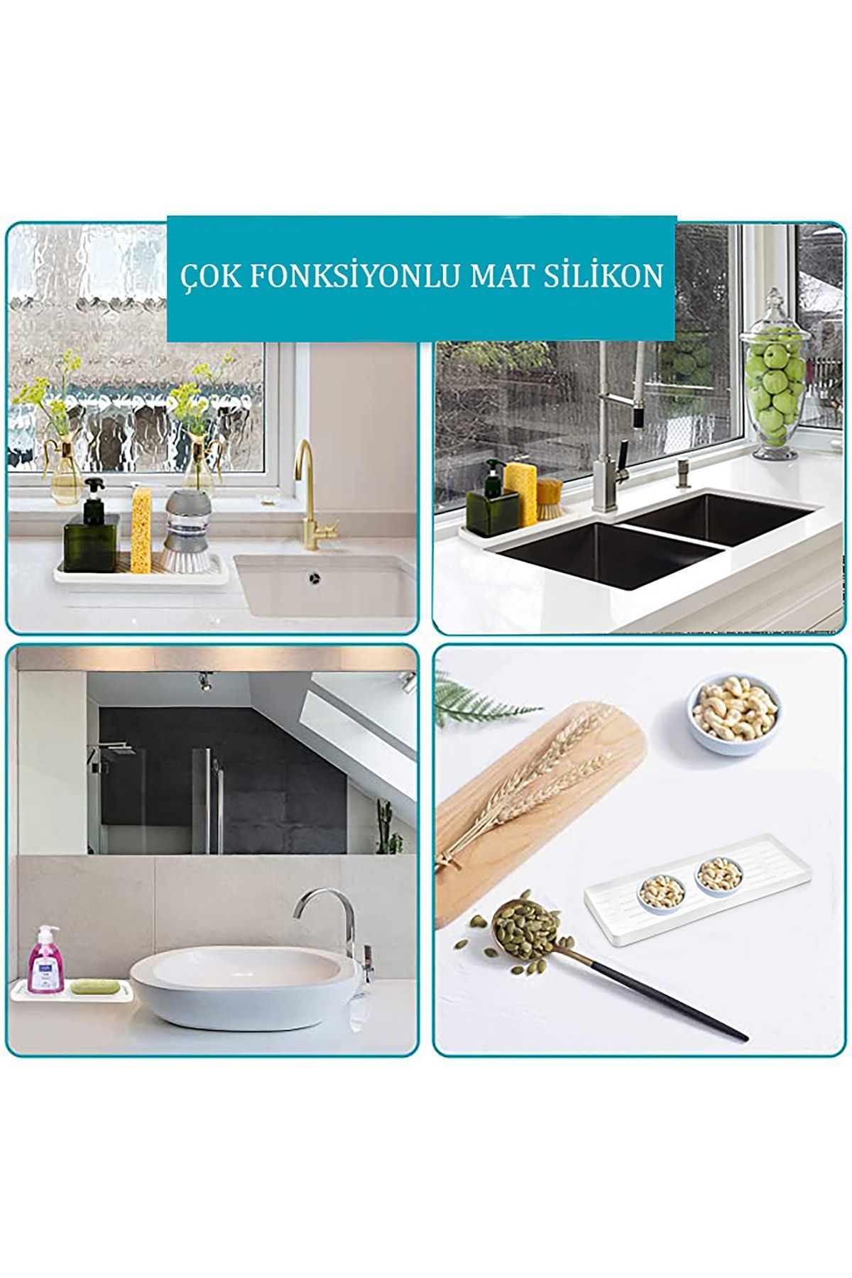 ATA HOME-Organizator pentru vase de săpun din silicon, suport pentru săpun, suport pentru săpun lichid negru 26x10 cm 3