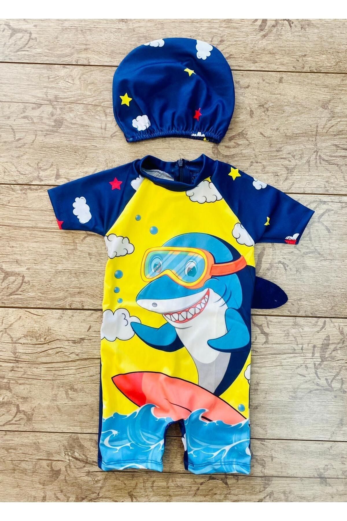mmms Dinosaur Swimsuit and Bonnet Relaxed Fit Trendyol