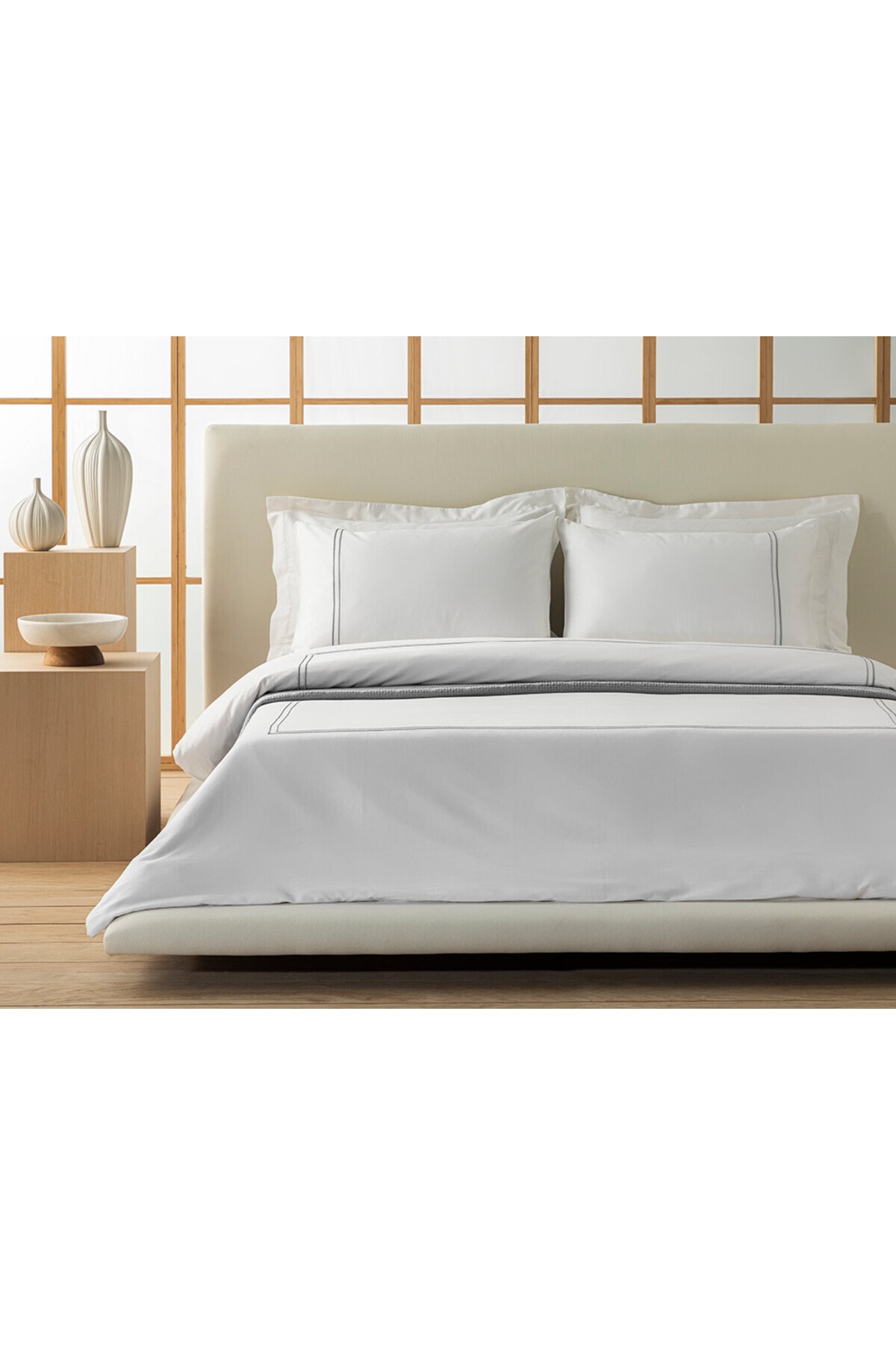 Freya Nakışlı Pamuk Saten Çift Kişilik Nevresim Takımı 200x220 Cm Beyaz TYC8J6GE7N168724924266508 - English Home