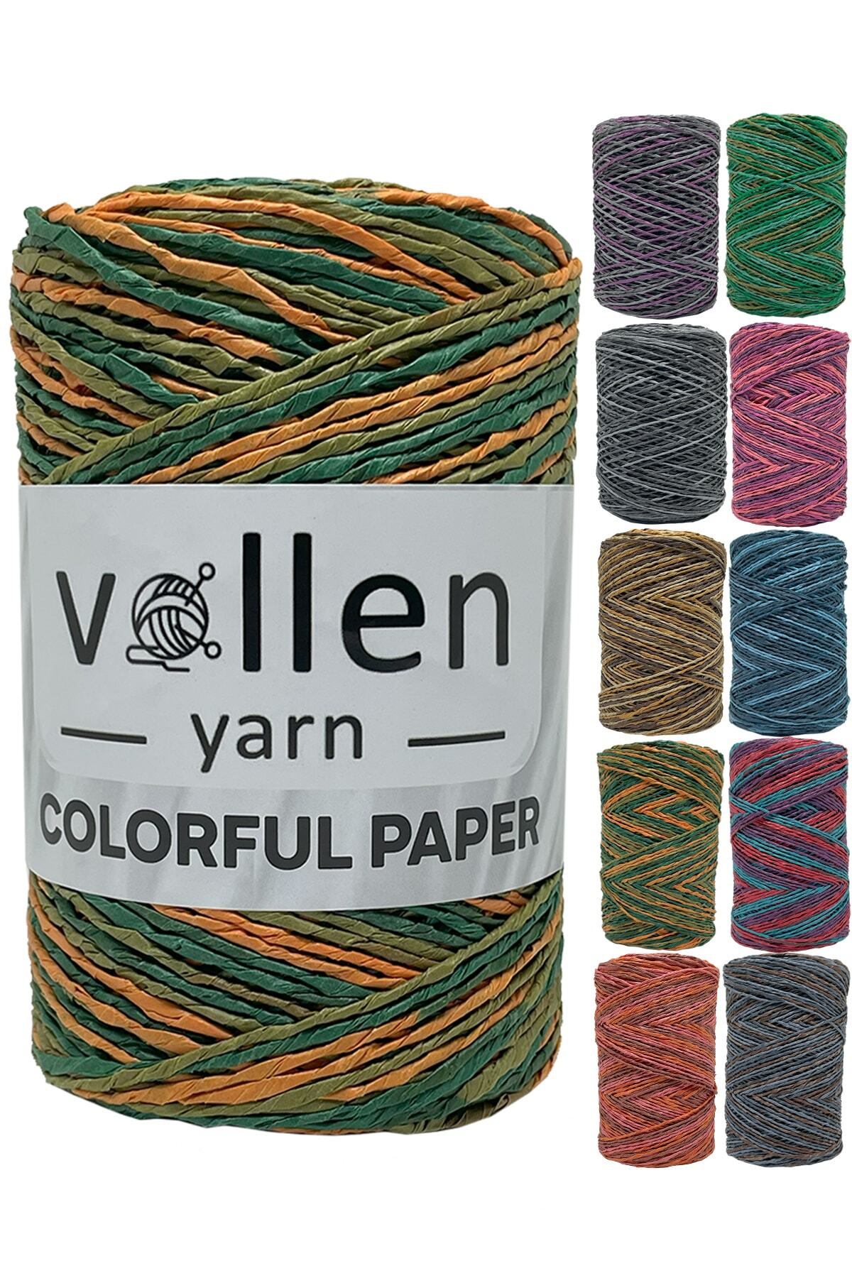 vollen yarn Premium Renkli Doğal Kagit İp, Hasır Canta İpi, Rafya ipi ...
