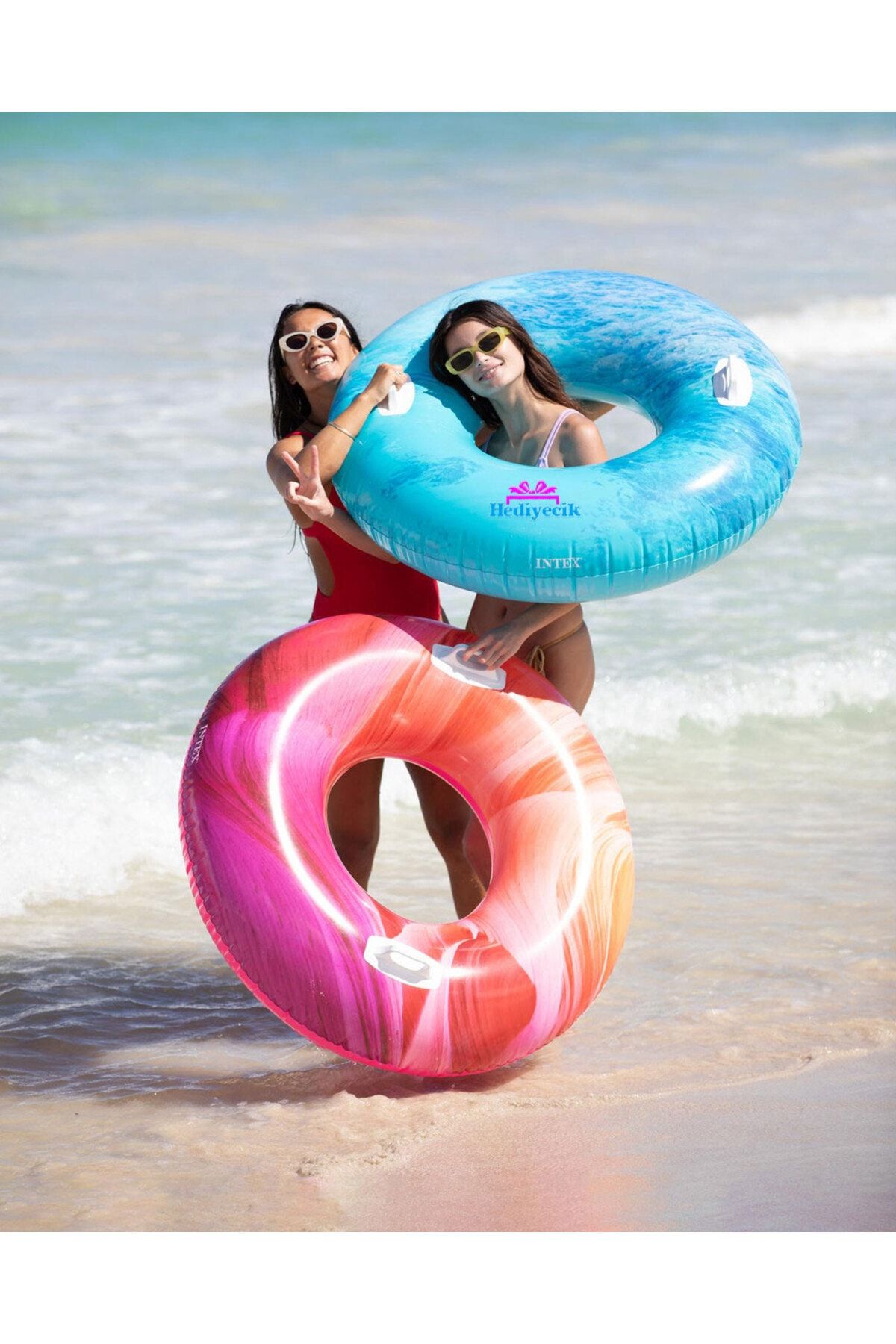 hediyecik-Intex Blue Wave Pattern Adult Bagel with Handle 114 Cm 4