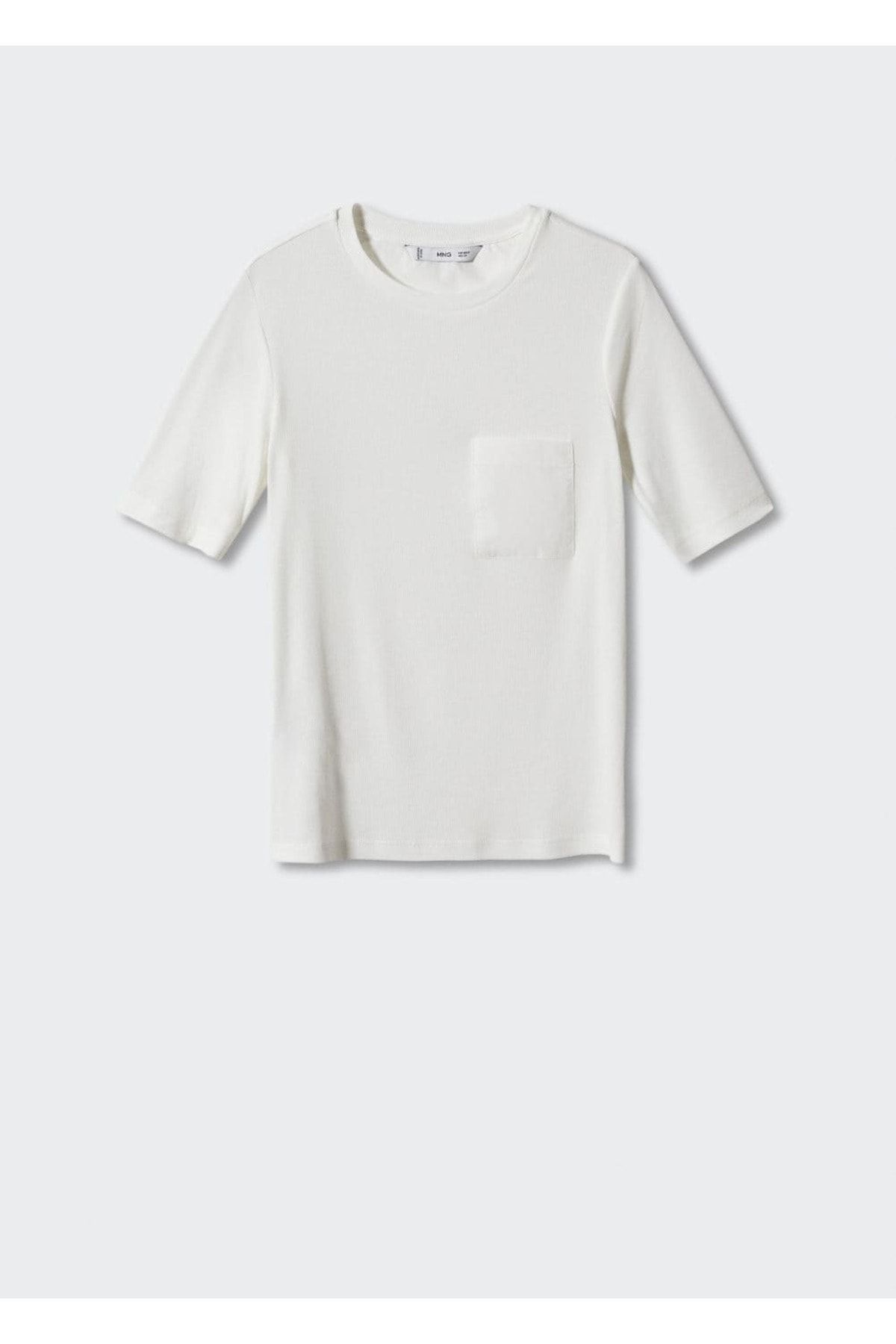 MANGO Woman-Round Neck Pocket T-Shirt 3