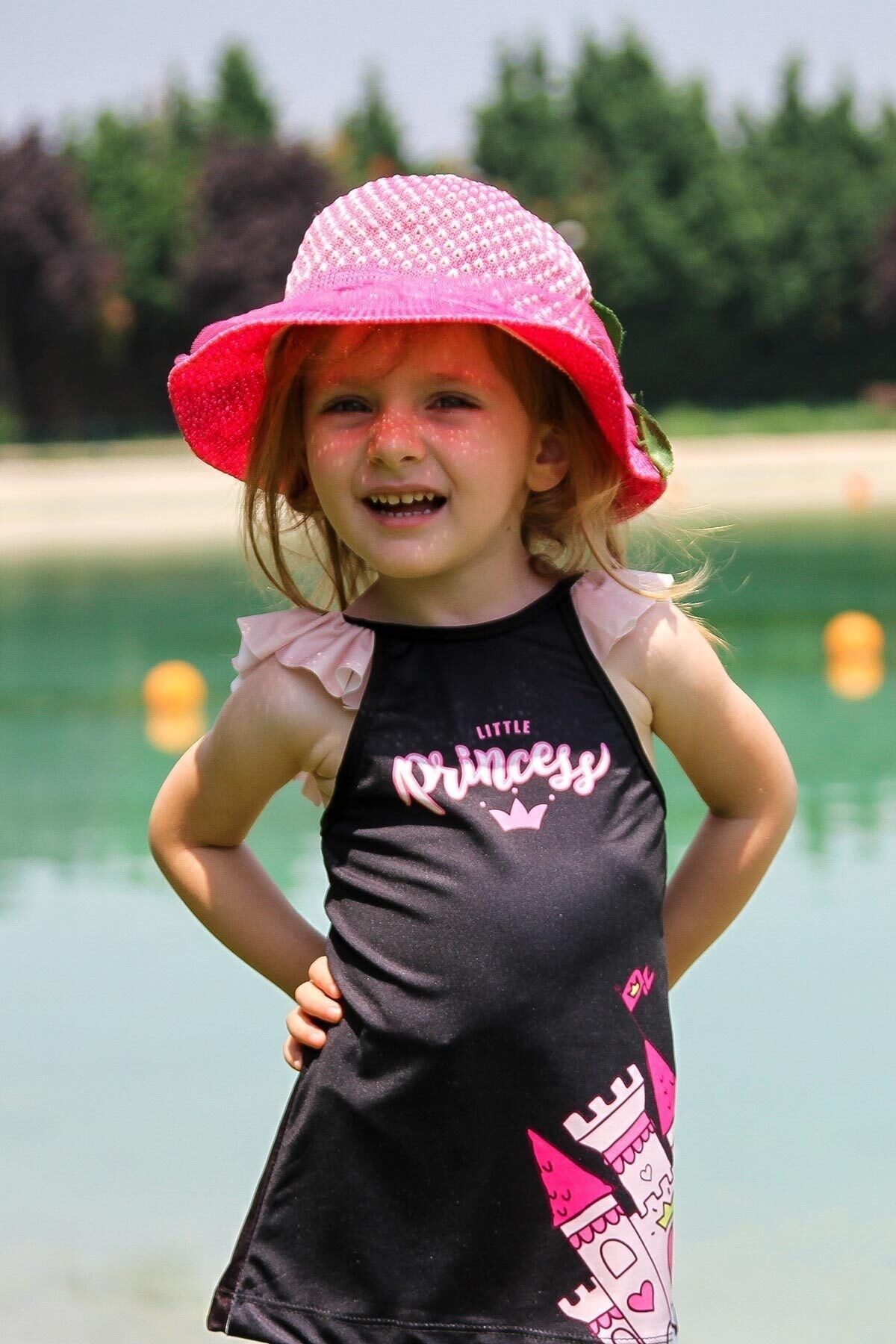 Marina-Costum de baie hijab cu model fuchsia pentru copii K2201 2