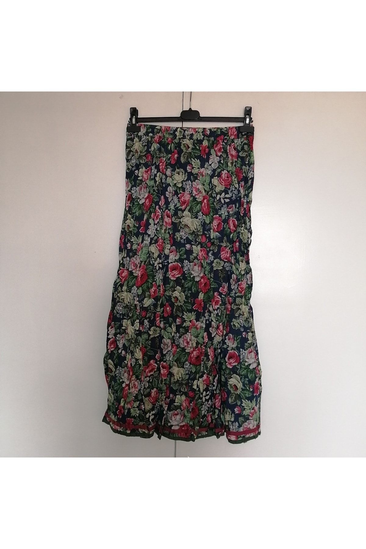 STAR İNDİA-Authentic cotton twirl navy blue multicolor pattern elastic frosting string gauze lining skirt Made in India 2
