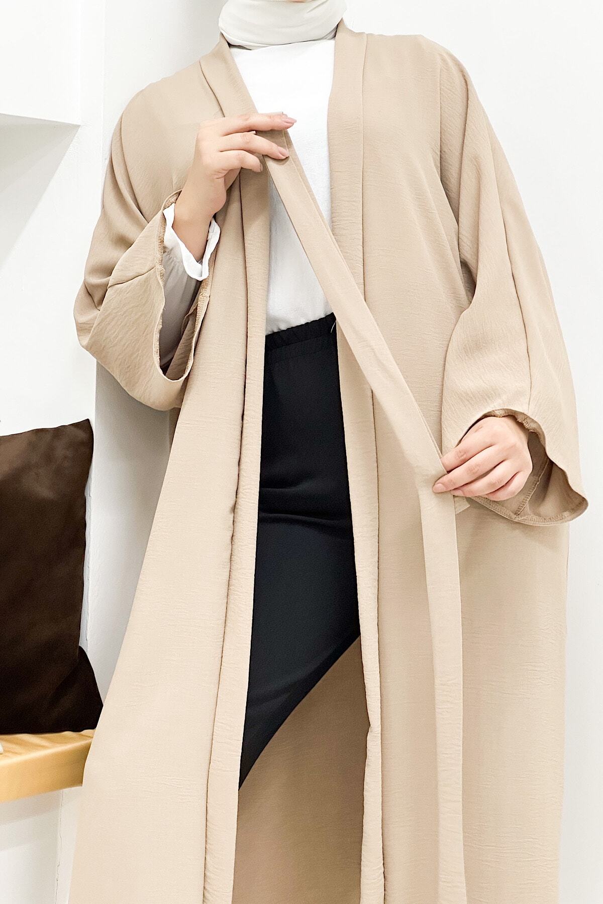 CNG MODA-Long Aerbin Belted Large Size Kimono 3