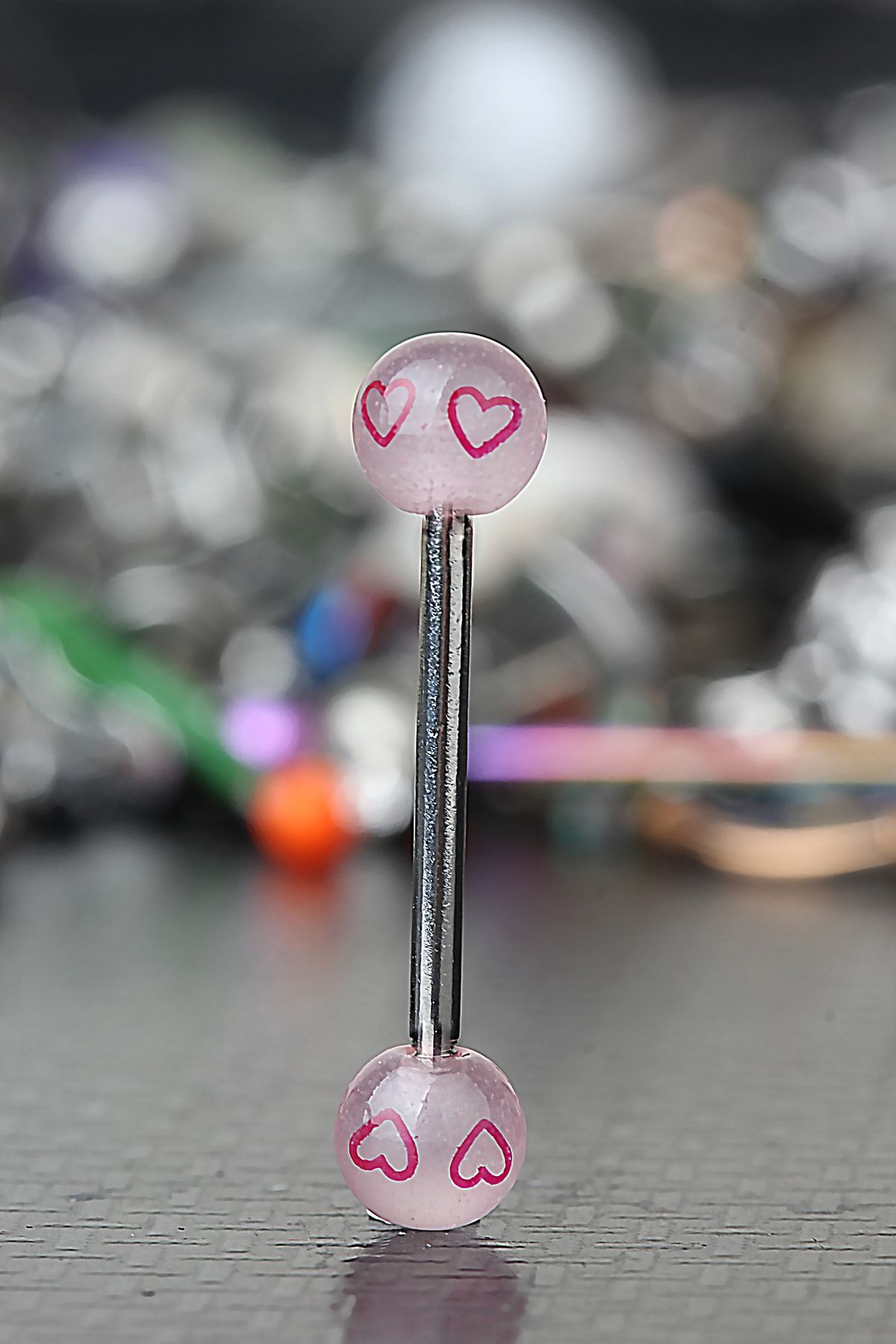 depozoom New Season 316L Surgical Steel Pink Heart Tongue Piercing