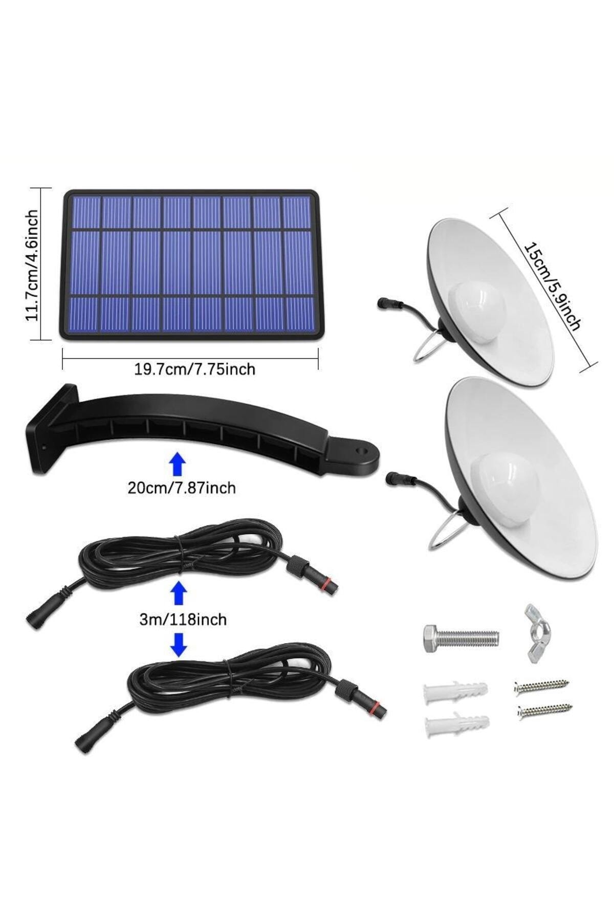 Solar Led Aydınlatma Güneş Enerjili 2 Li Lamba Beyaz Işık 4