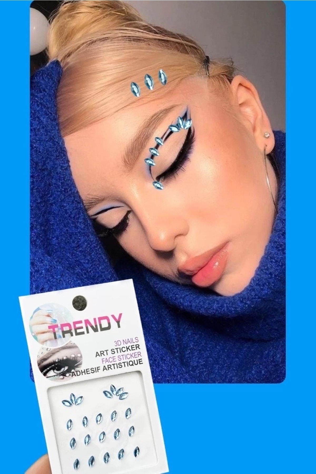 Genel Markalar Mavi Renk Vücut Ve Yüz Taşı/ Taşlı Sticker