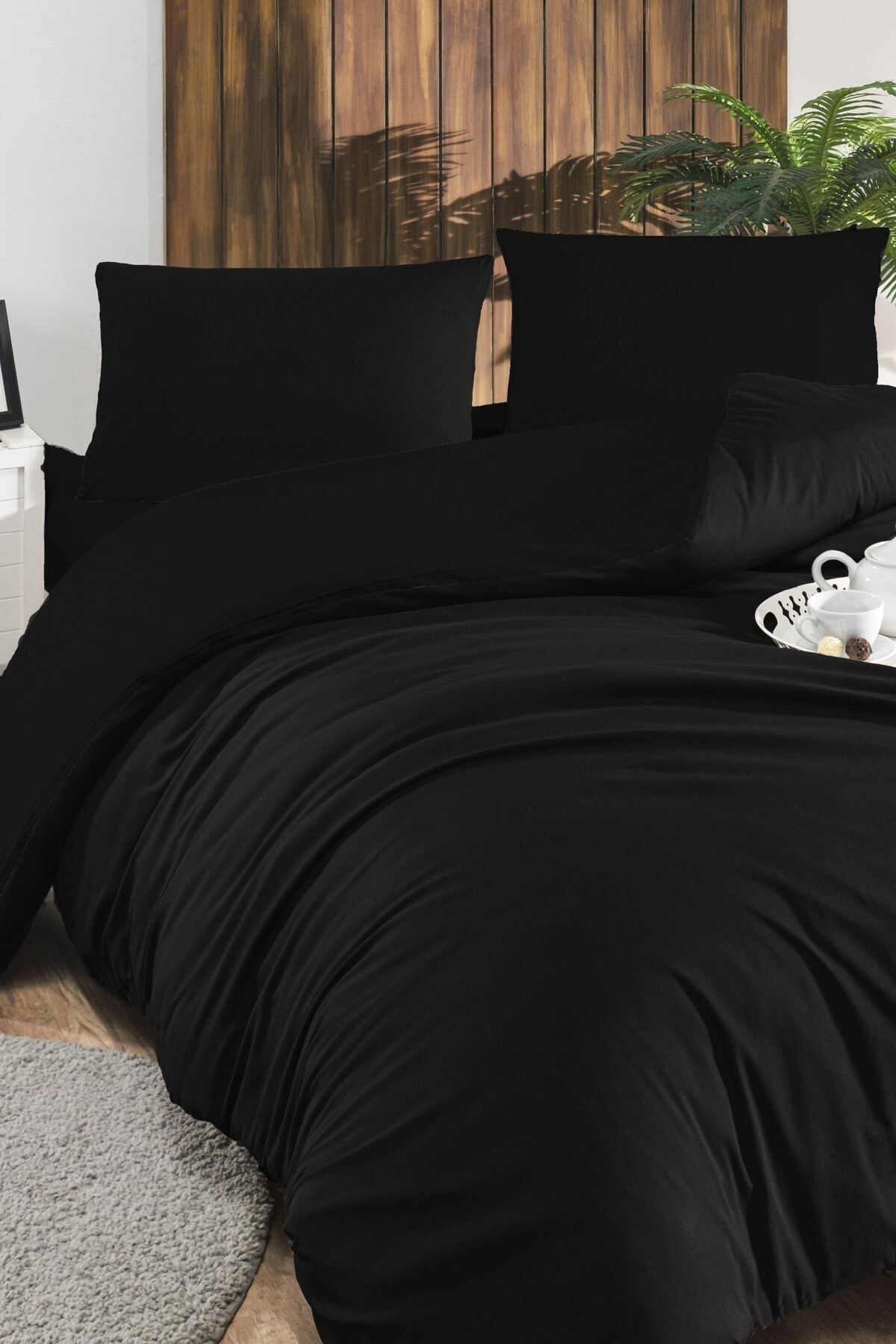 LIV CALISTA Set Cuvertură De Pilota Elastică, Neagră, Unică, 100x200 - One Size
