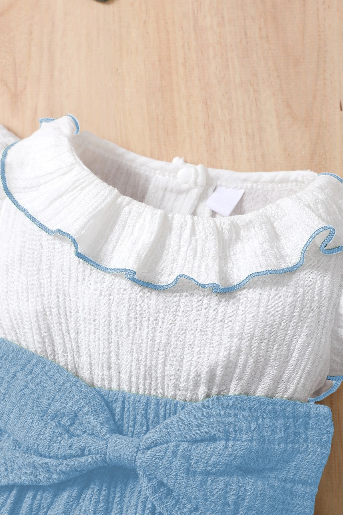 ipek atlas Kız Bebek Ve Çocuk Müslin Kumaş Fırfırlı Kolsuz Tulum fotoğrafı 3 (önizleme)